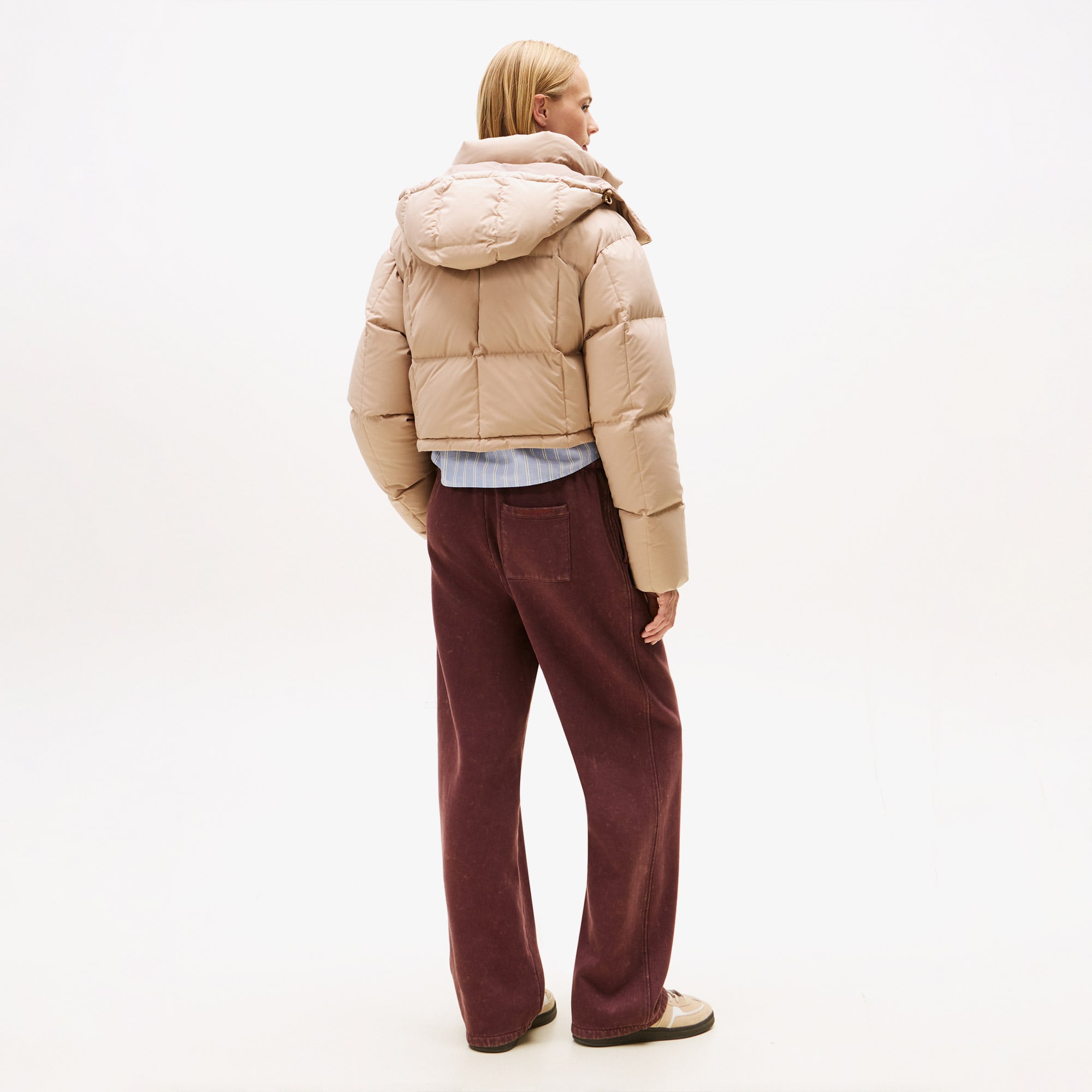 Tommy Jeans Alaska Grid Crop Kadın Kahverengi Puffer Mont