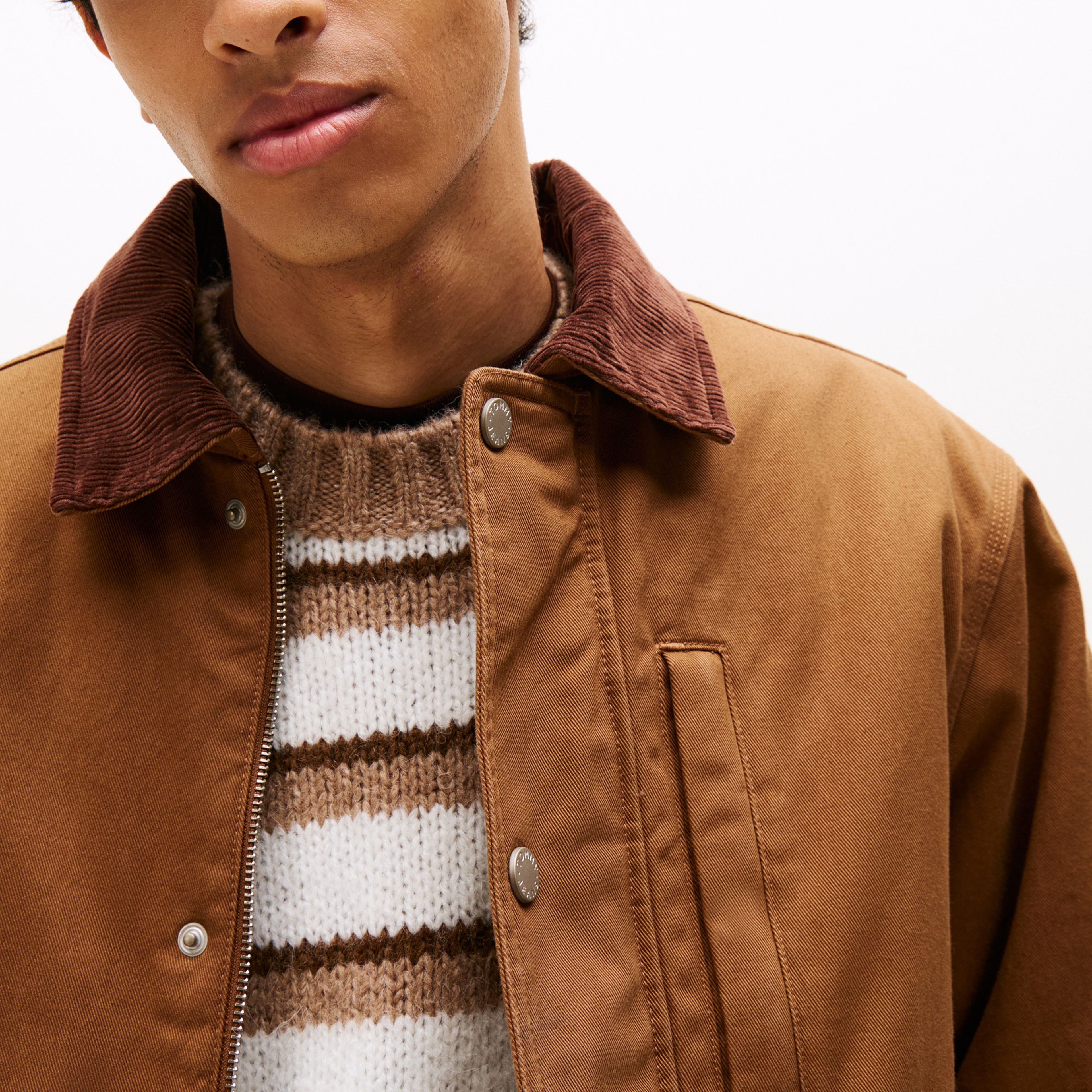 Tommy Jeans Twill Chore Erkek Kahverengi Ceket