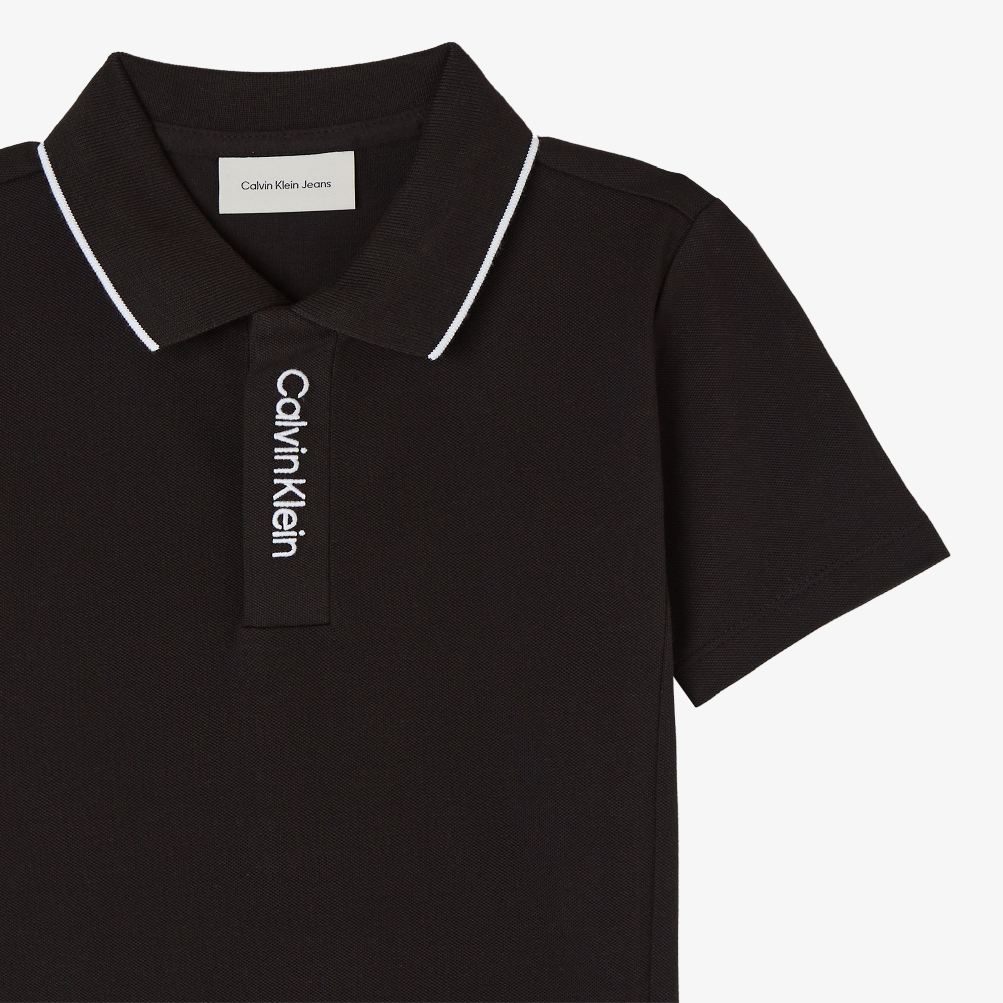 Calvin Klein Embro Logo Pique Çocuk Siyah Polo
