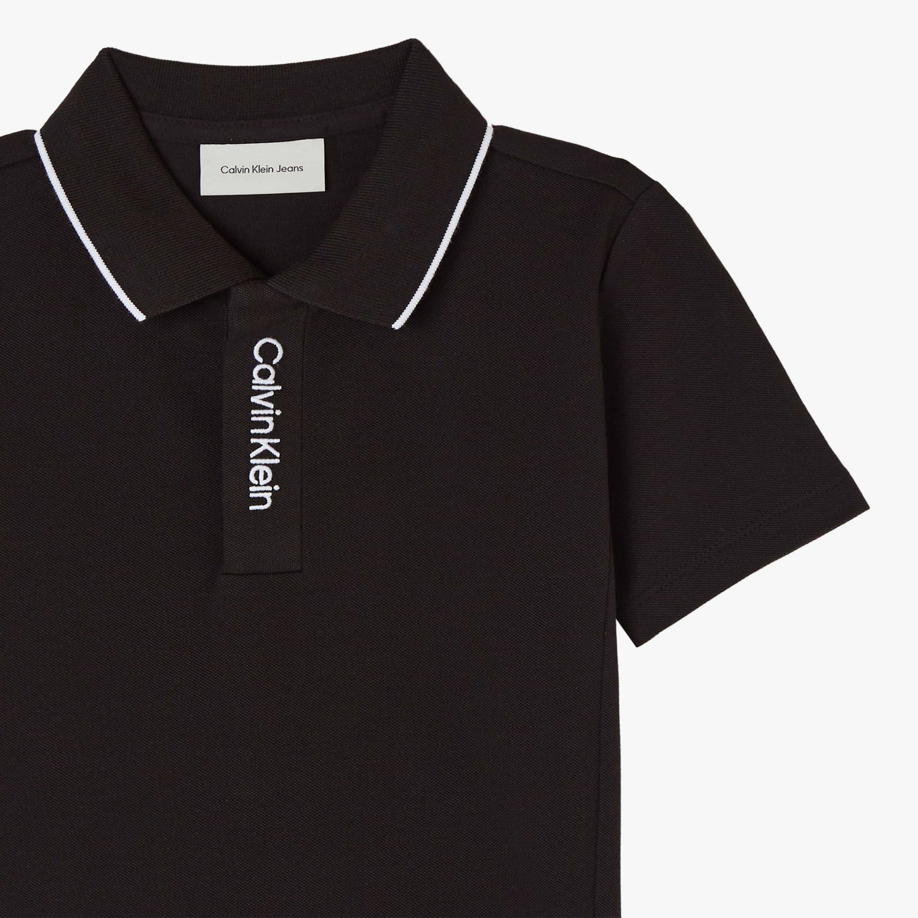 Calvin Klein Embro Logo Pique Çocuk Siyah Polo