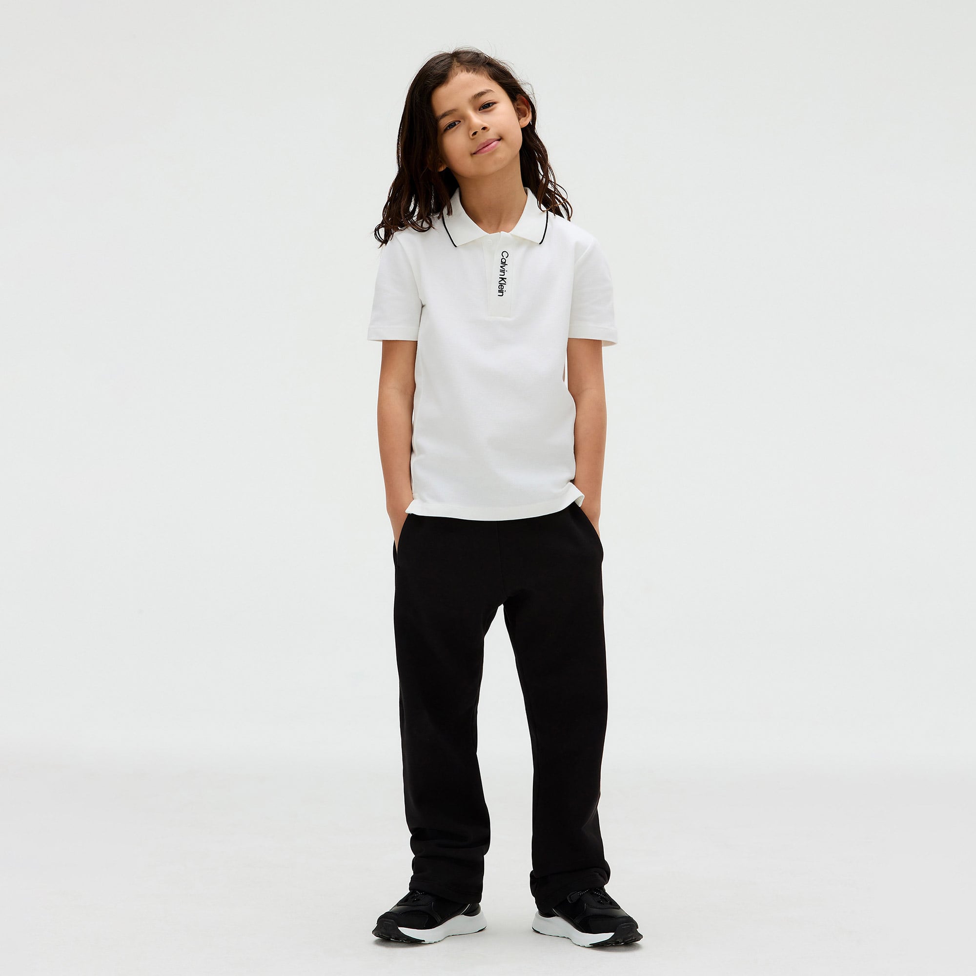 Calvin Klein Embro Logo Pique Çocuk Beyaz Polo