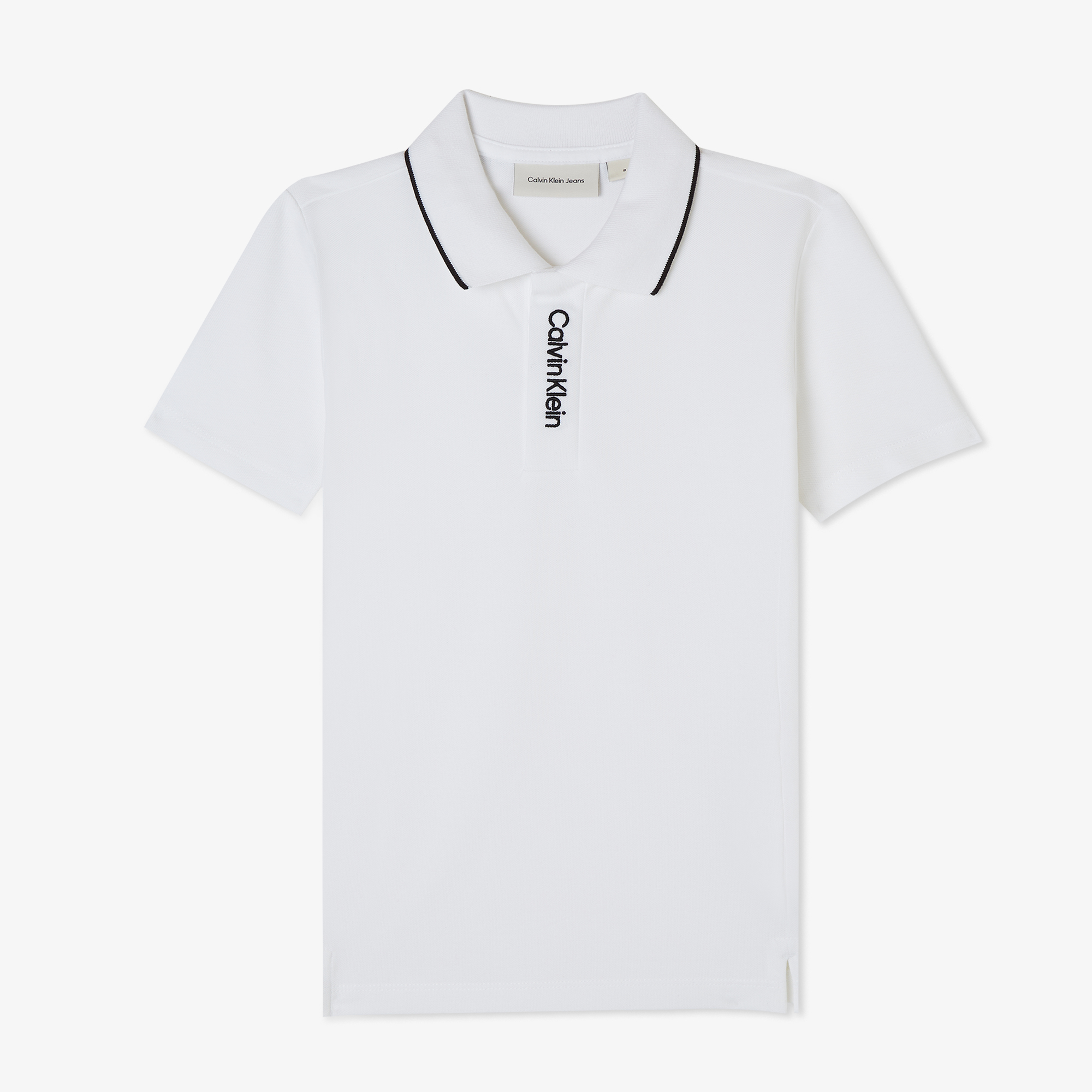 Calvin Klein Embro Logo Pique Çocuk Beyaz Polo