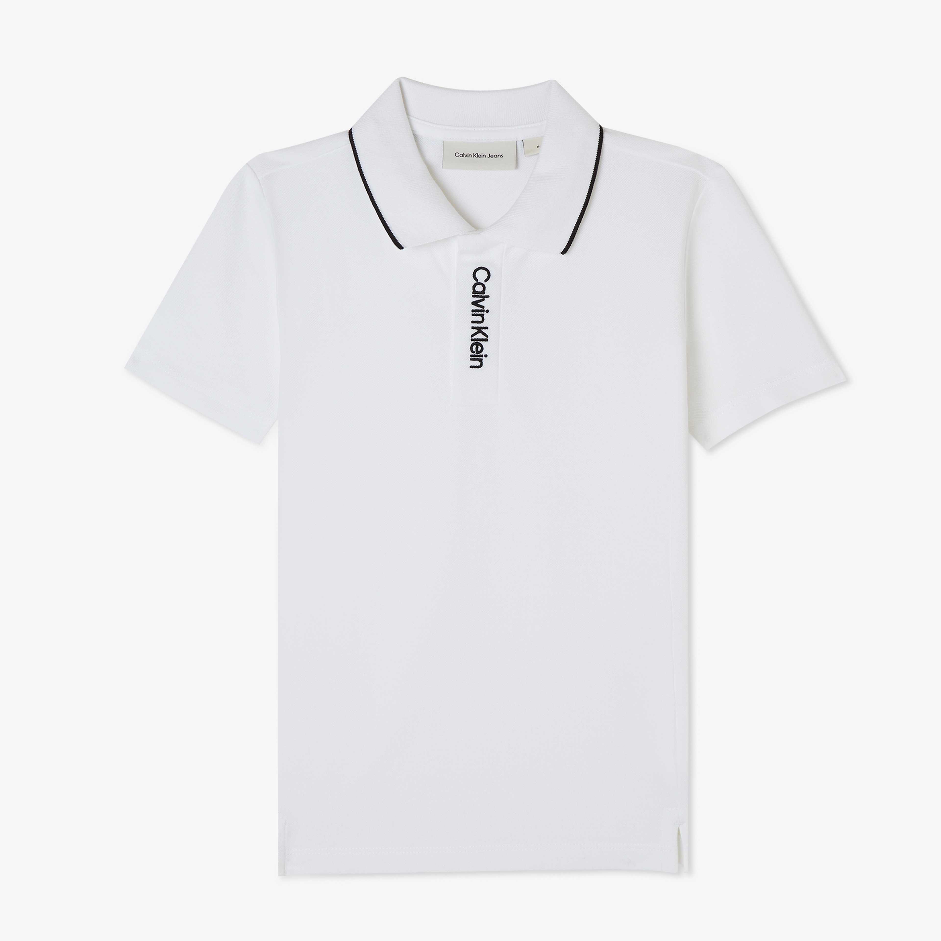 Calvin Klein Embro Logo Pique Çocuk Beyaz Polo