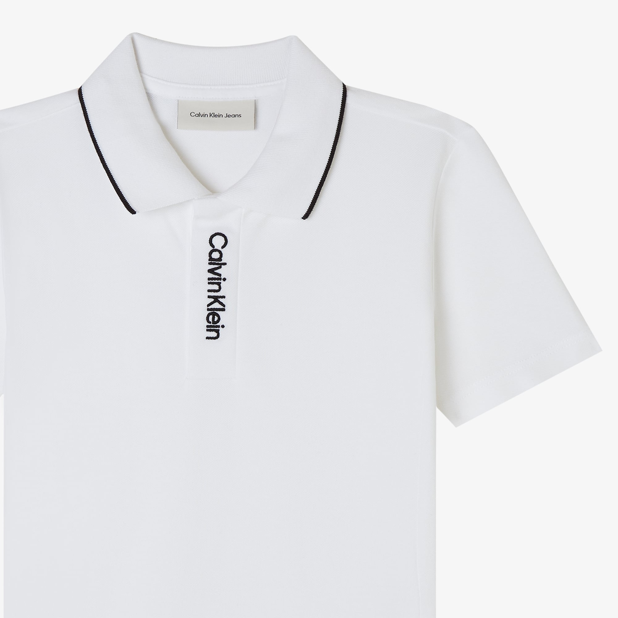Calvin Klein Embro Logo Pique Çocuk Beyaz Polo