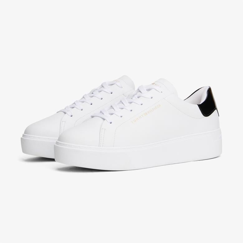 Tommy Hilfiger Platform Cupsole Patent Kadın Beyaz Sneaker