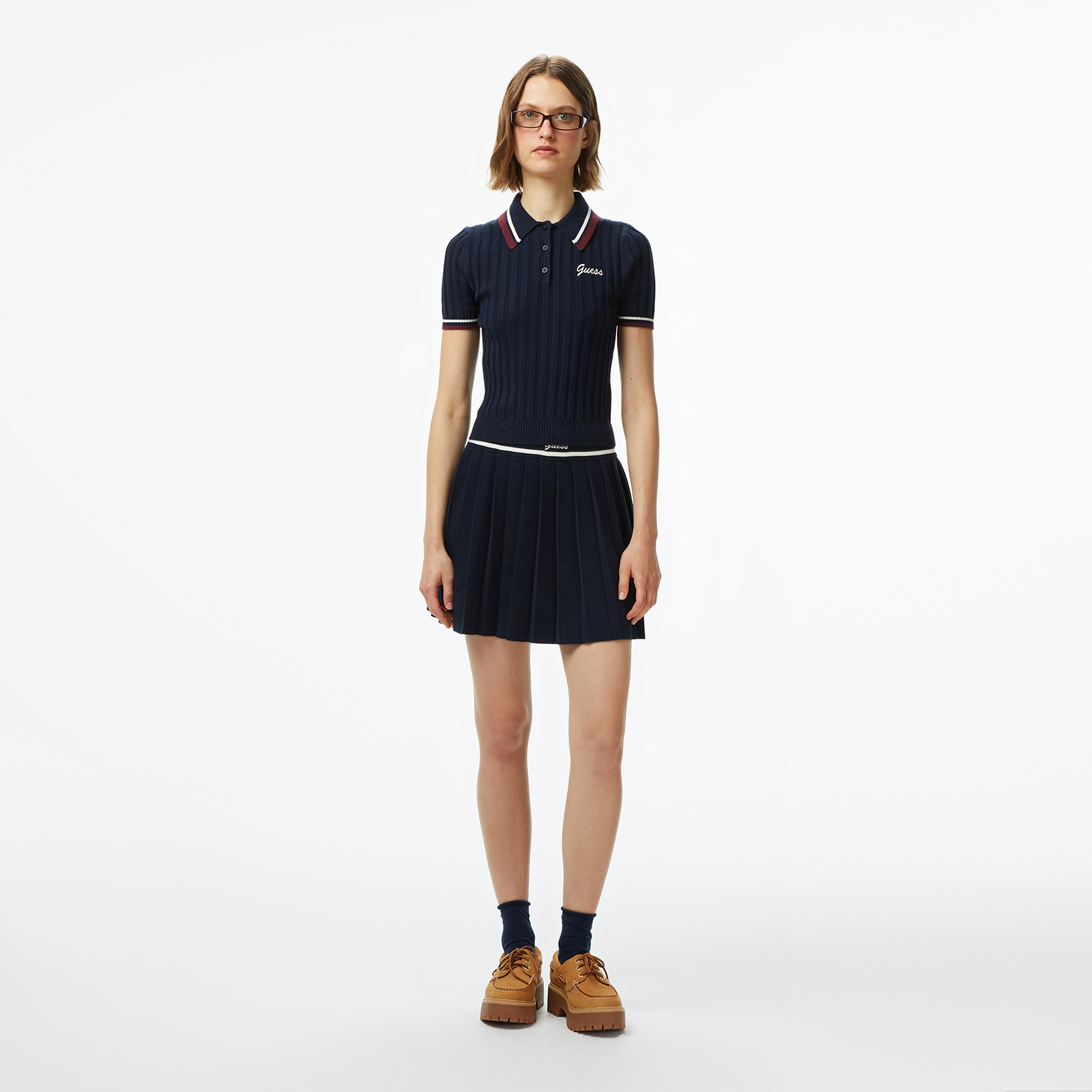 Guess Sabina A Kesim Yün Karışımlı Kadın Lacivert Etek