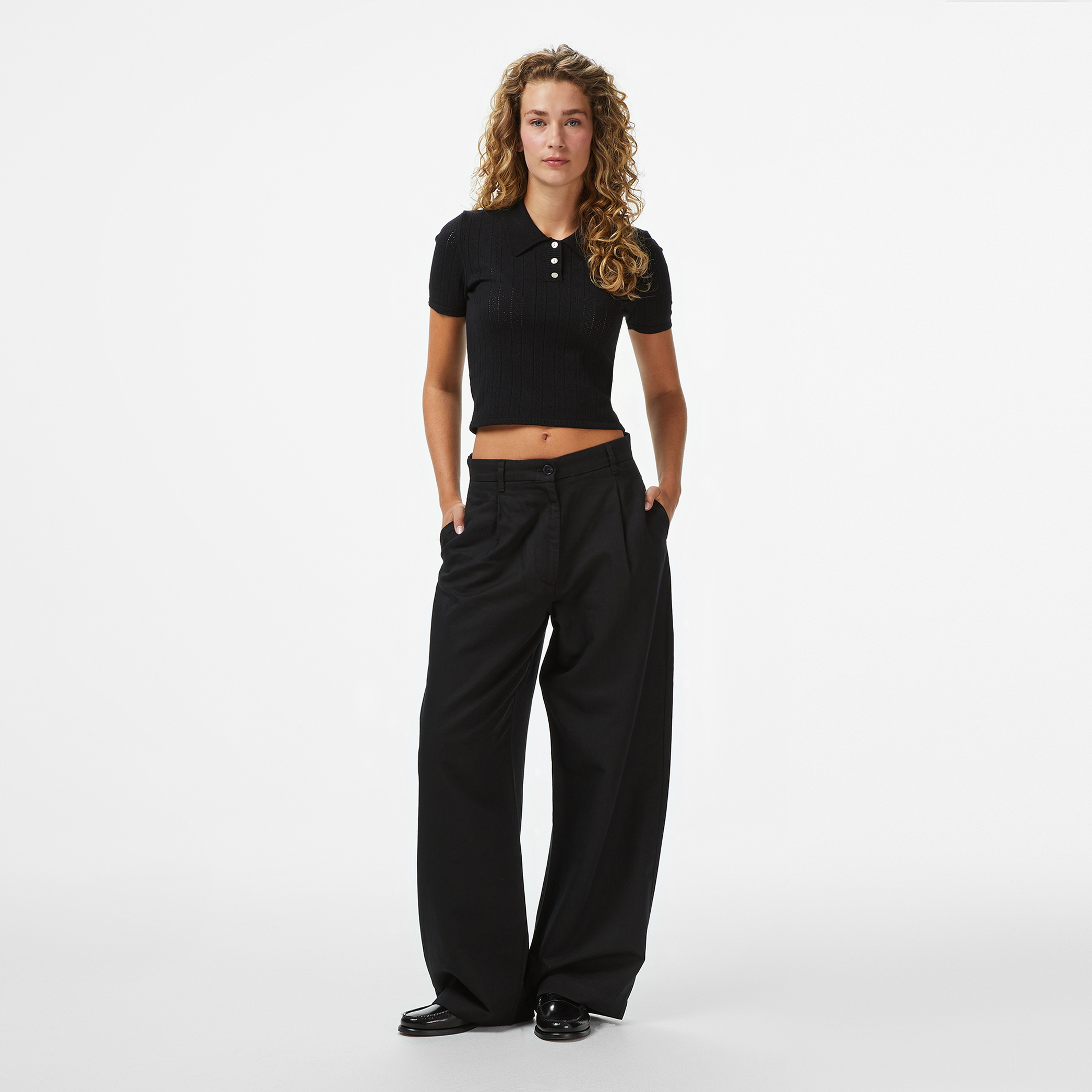 Tommy Jeans Pointelle Kadın Siyah Triko Polo