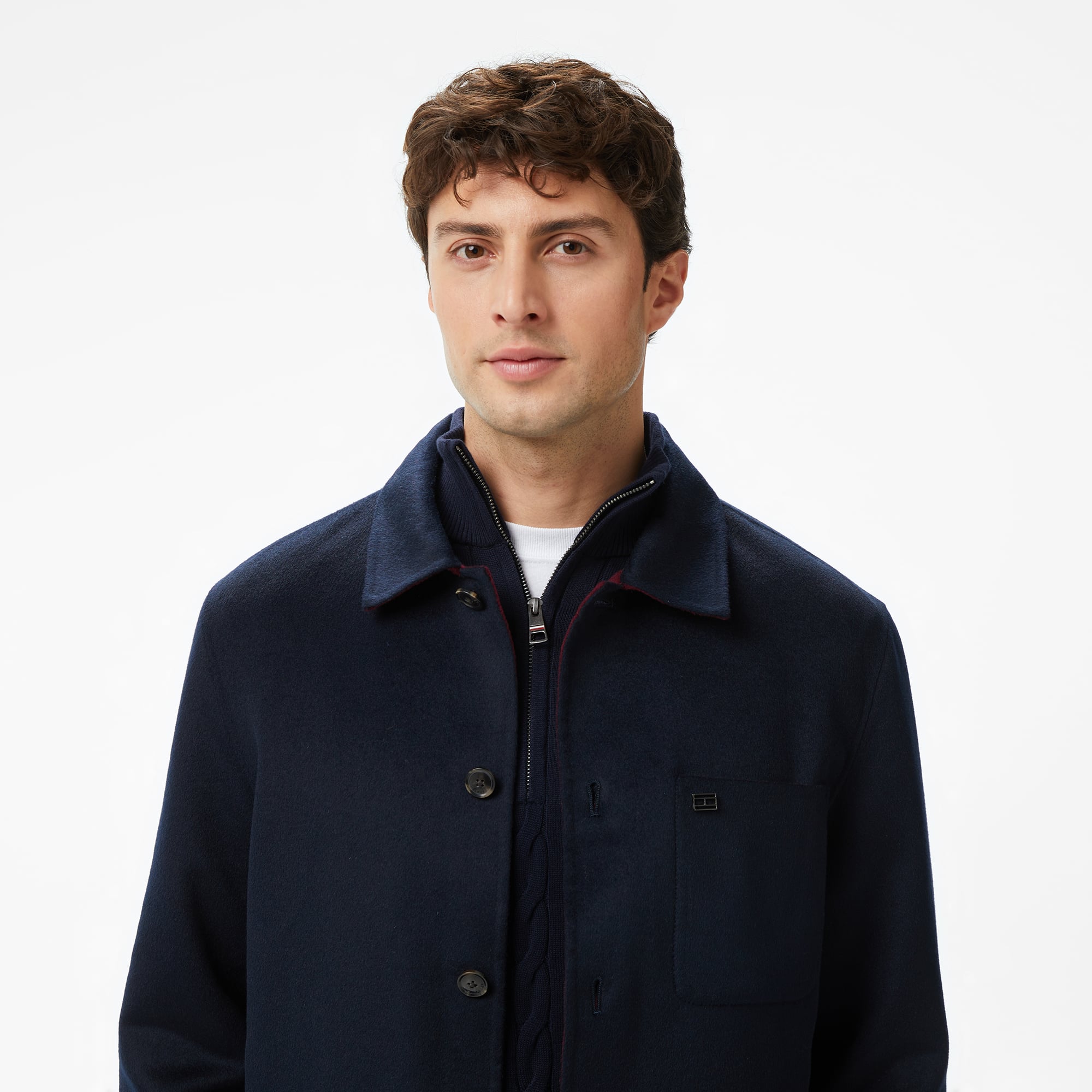 Tommy Hilfiger Splittable Wool Casual Erkek Mavi Ceket