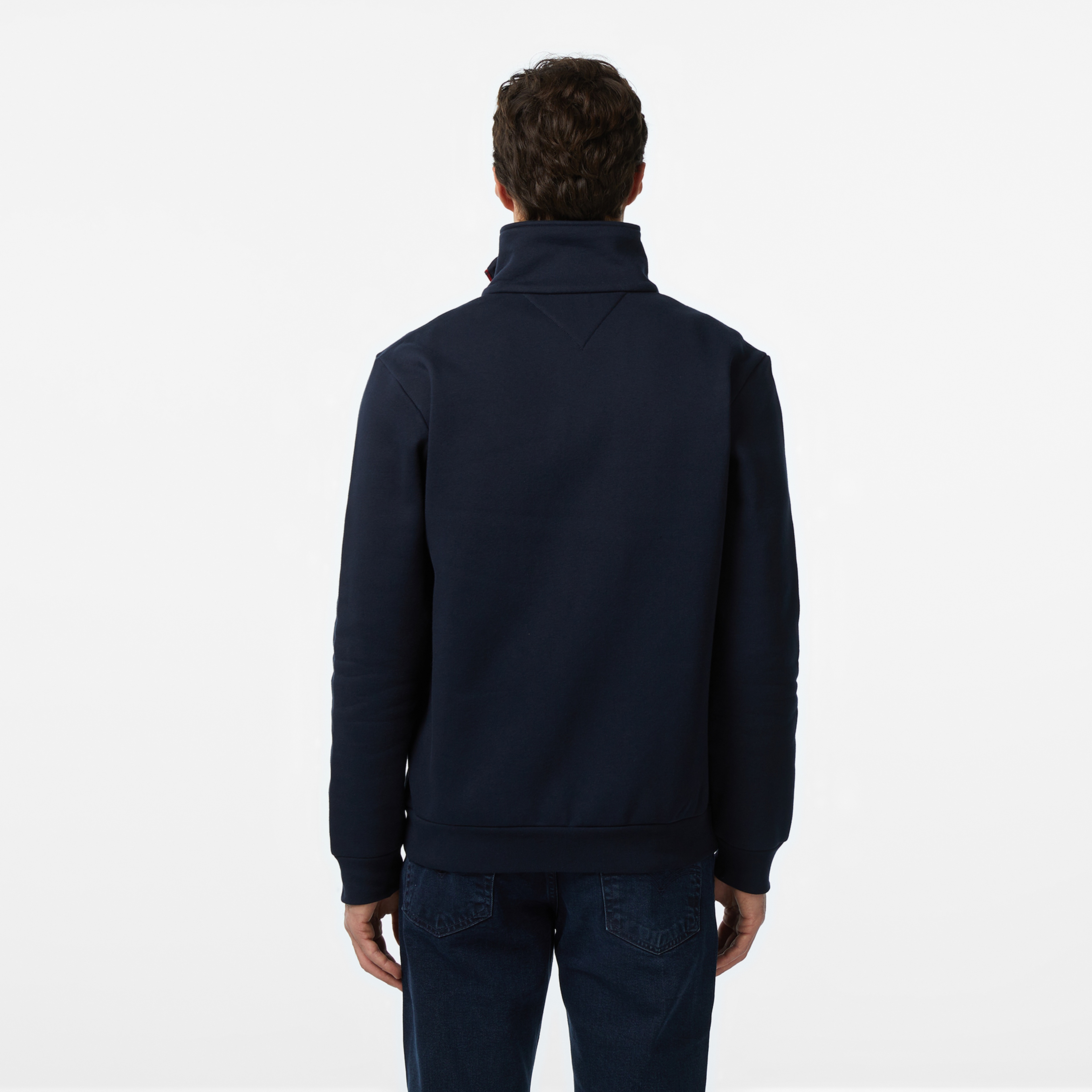 Tommy Hilfiger Global Stripe Through Erkek Mavi Sweatshirt