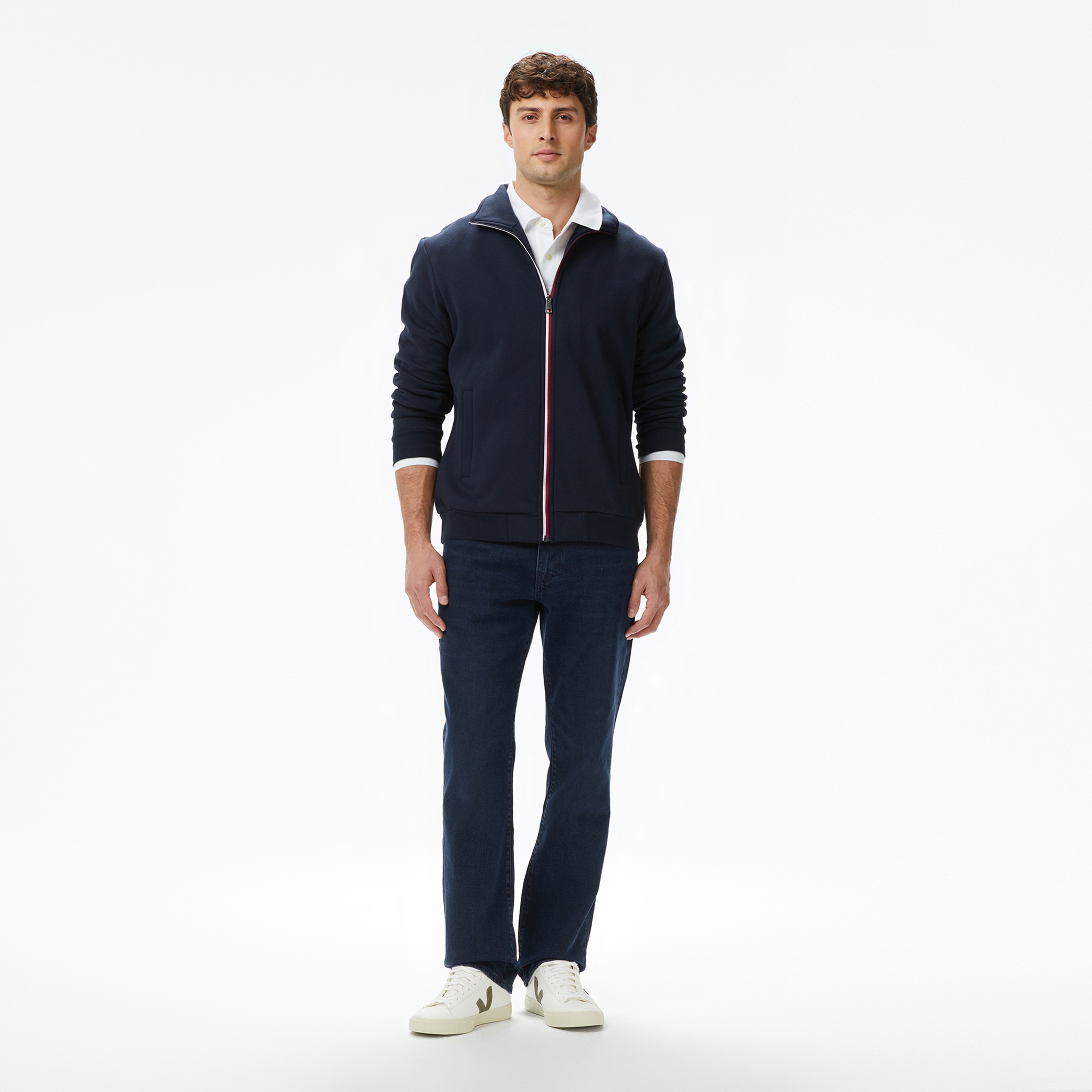 Tommy Hilfiger Global Stripe Through Erkek Mavi Sweatshirt