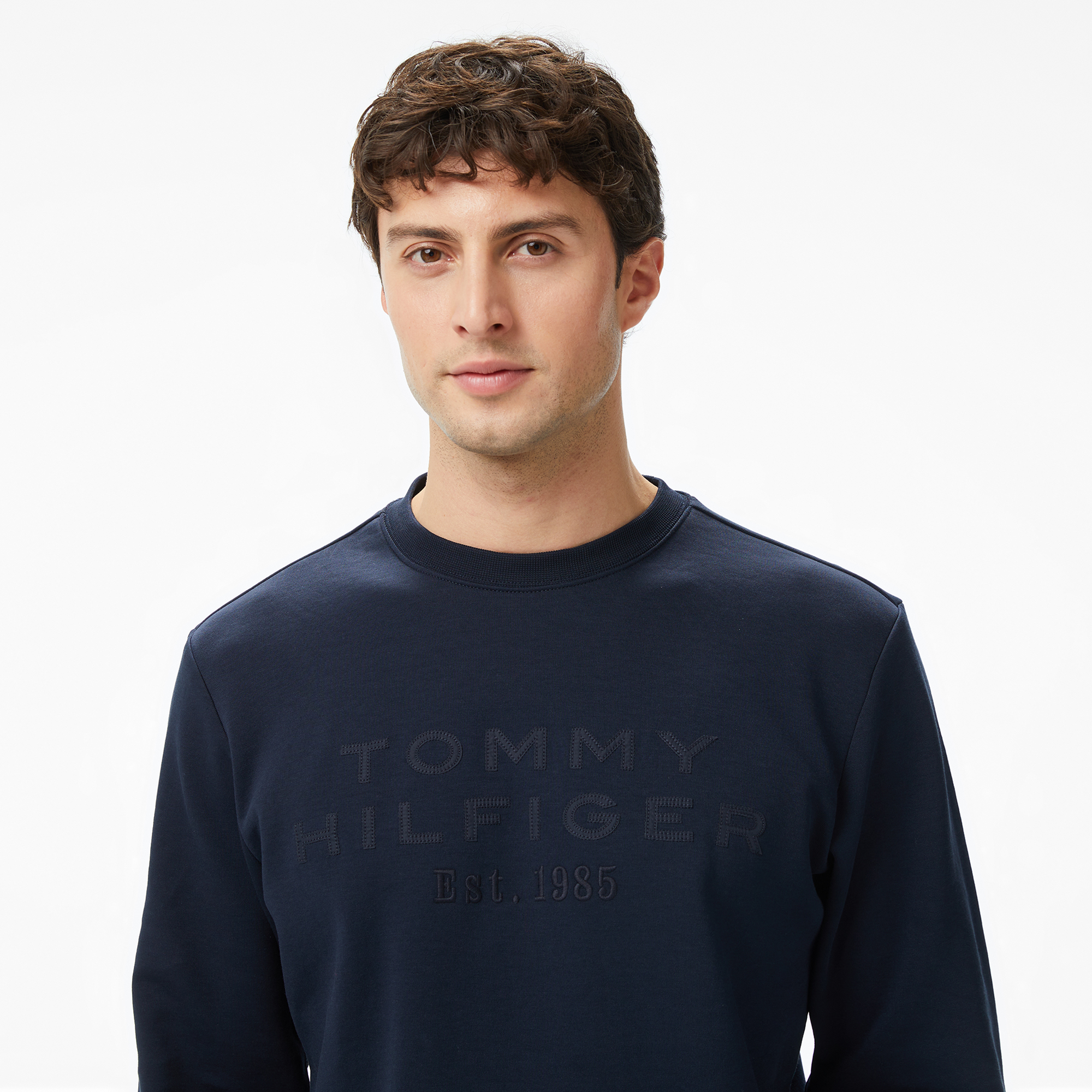 Tommy Hilfiger Nylon Applique İntechno Erkek Mavi Sweatshirt