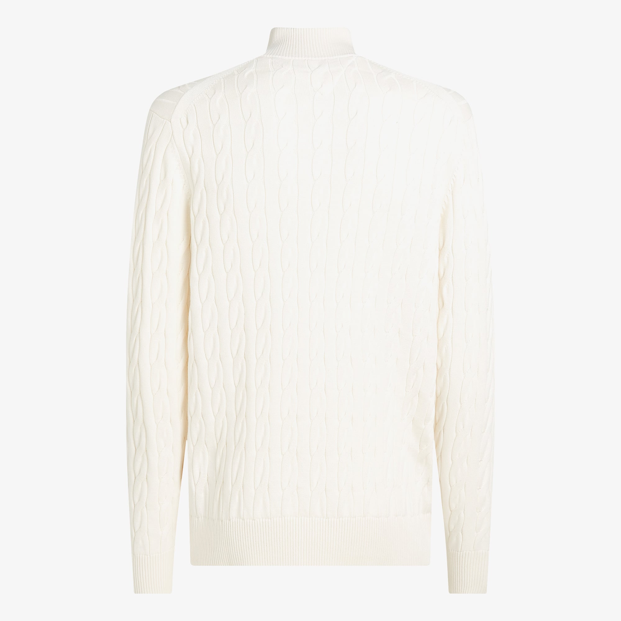 Tommy Hilfiger Classic Cotton Cable Zip Mock Erkek Beyaz Yarım Fermuarlı Triko