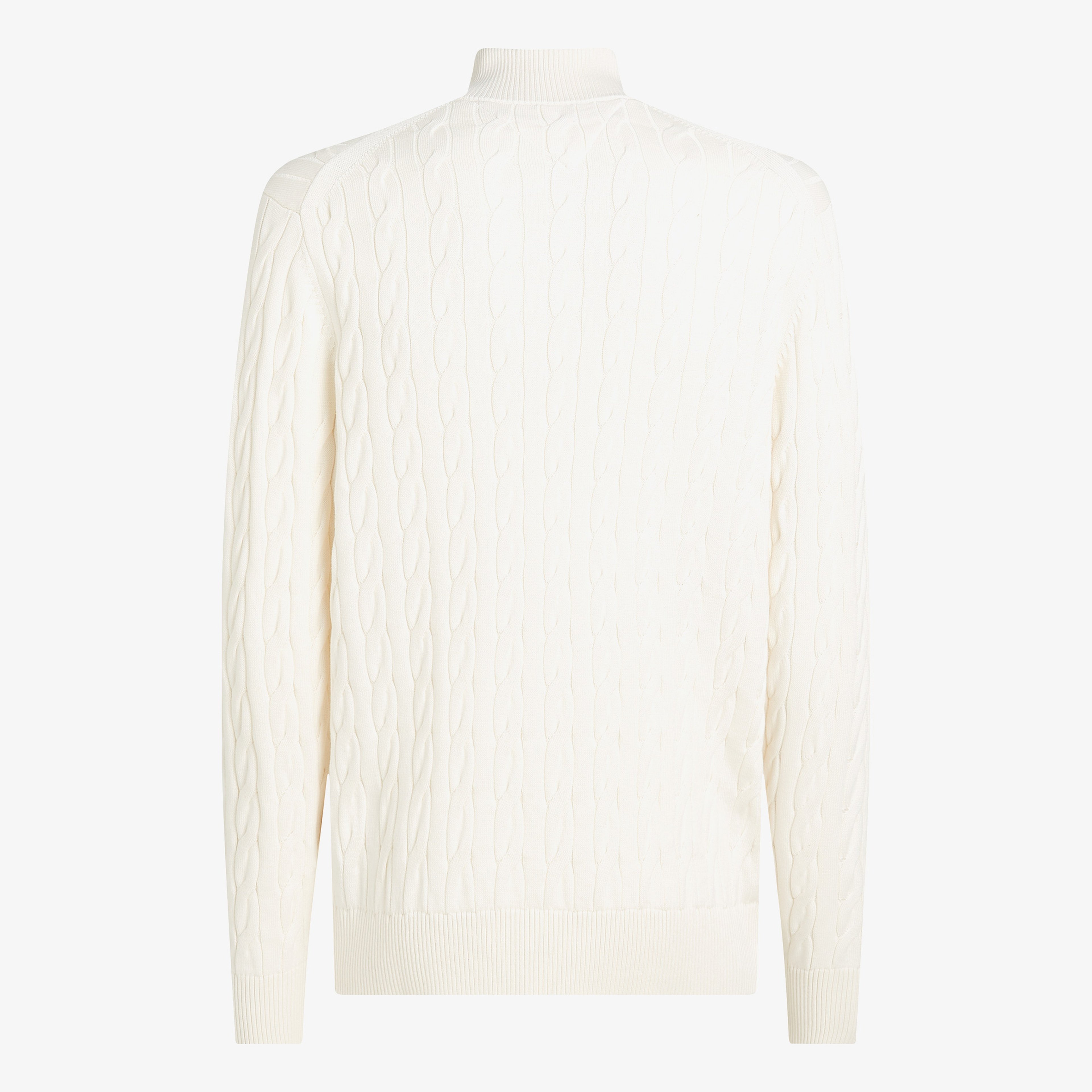 Tommy Hilfiger Classic Cotton Cable Zip Mock Erkek Beyaz Yarım Fermuarlı Triko