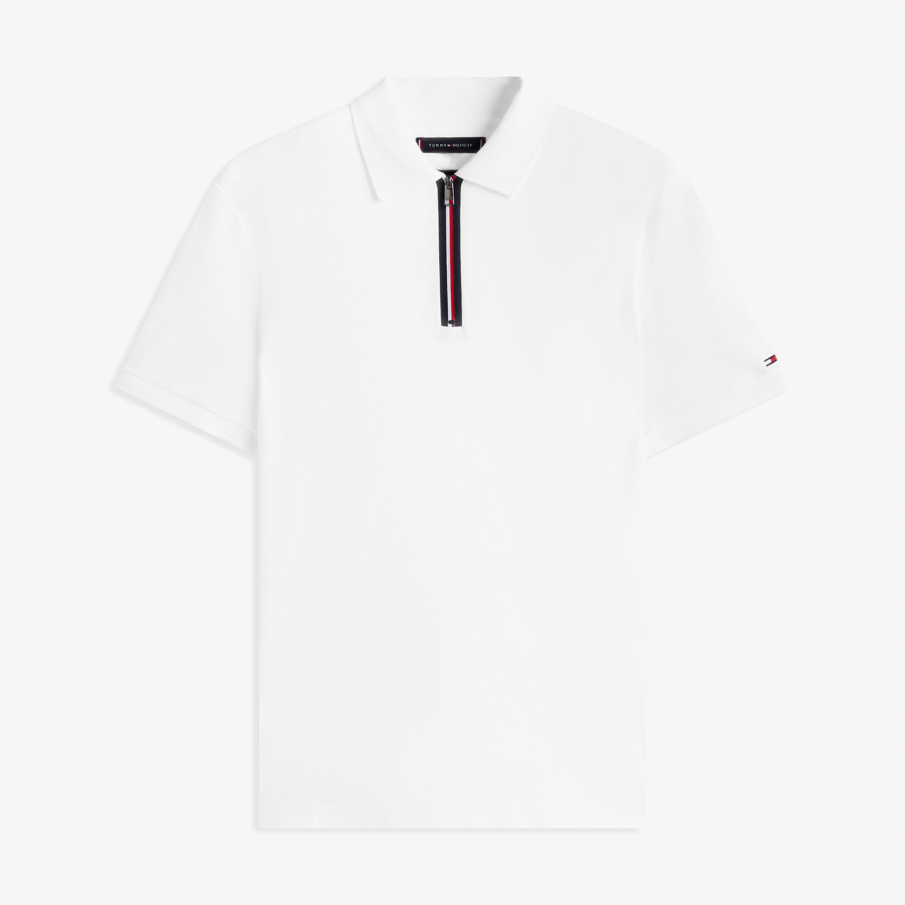 Tommy Hilfiger Interlock Zip Regular Erkek Beyaz Polo