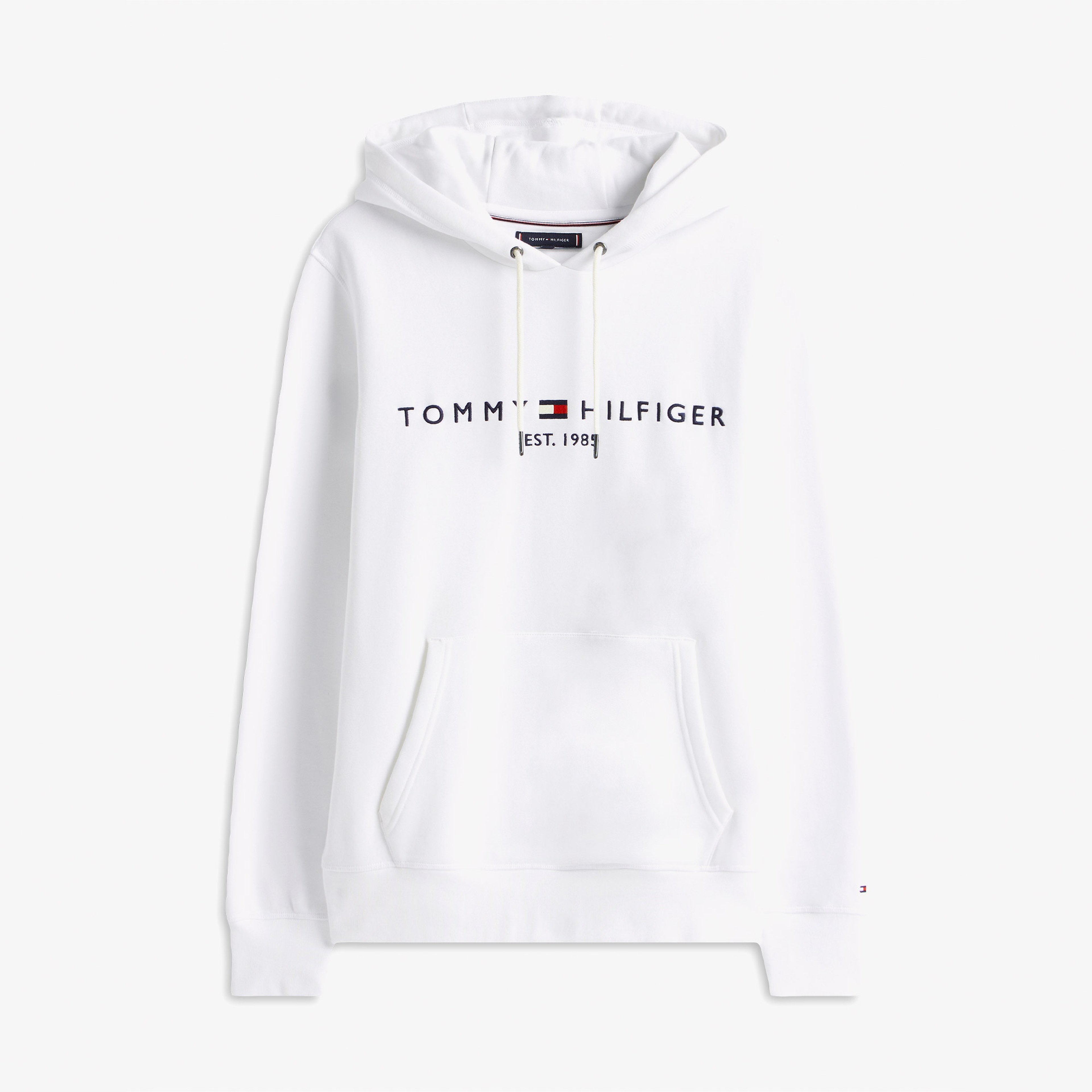 Tommy Hilfiger Logo Erkek Beyaz Hoodie