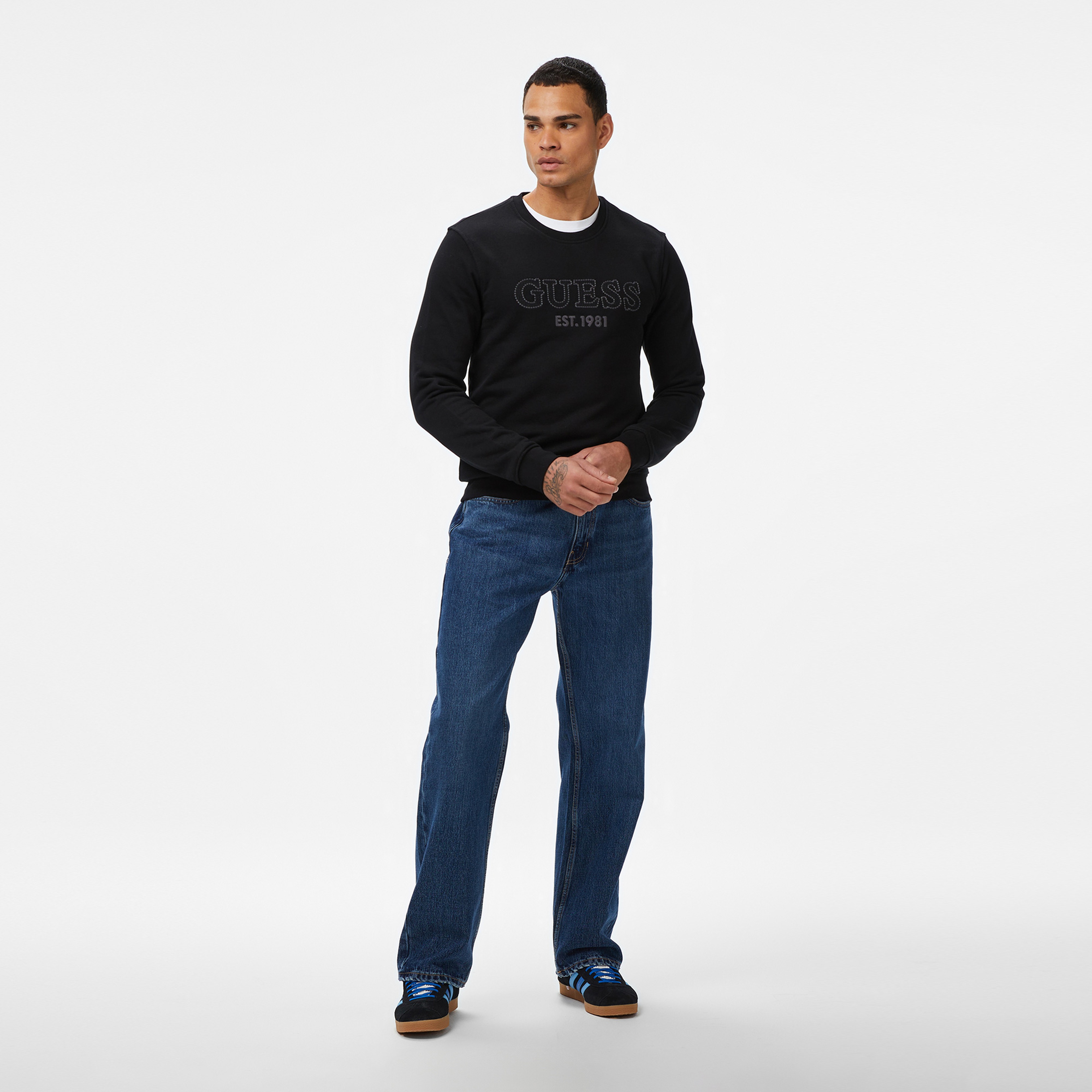 Guess Beau Erkek Siyah Sweatshirt