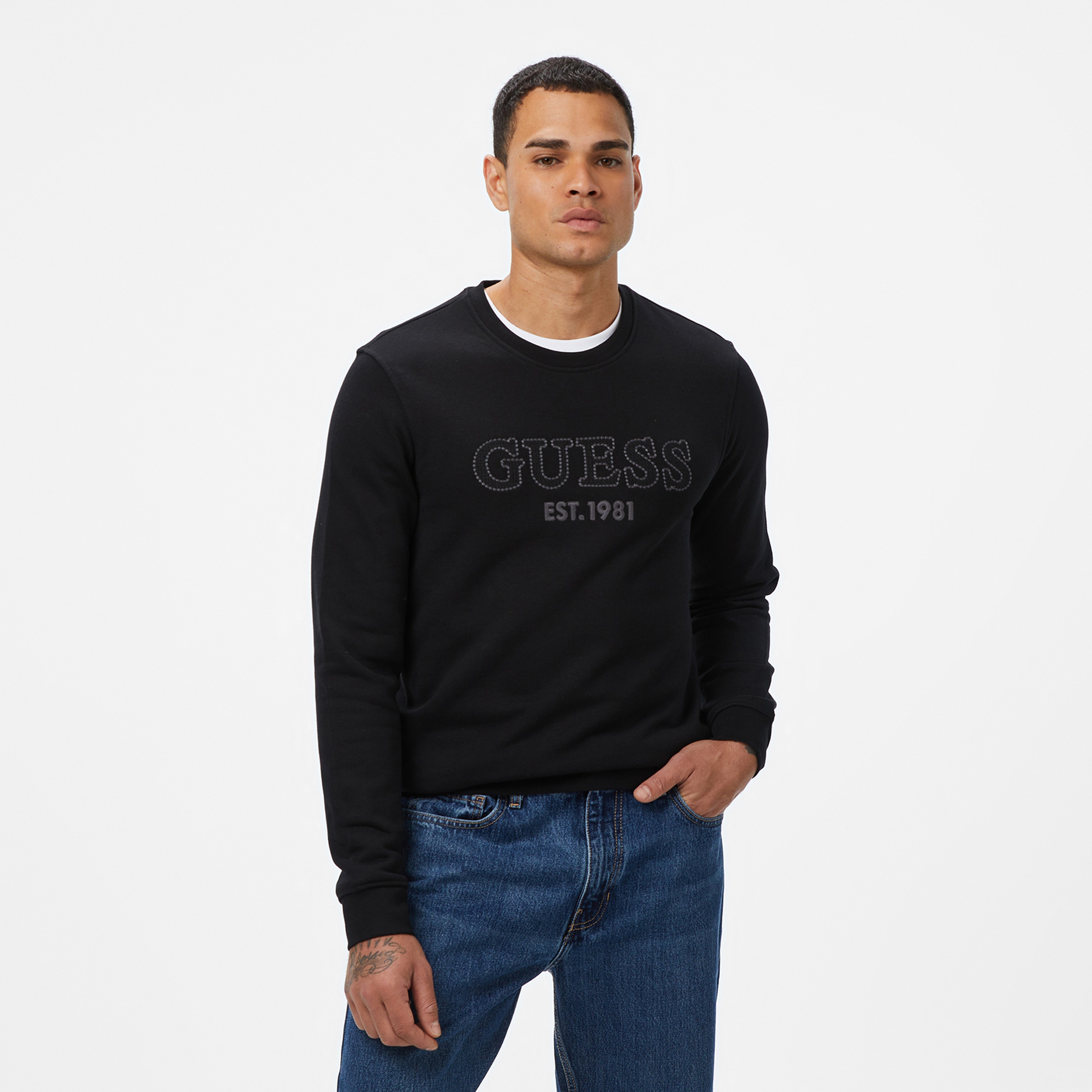 Guess Beau Erkek Siyah Sweatshirt