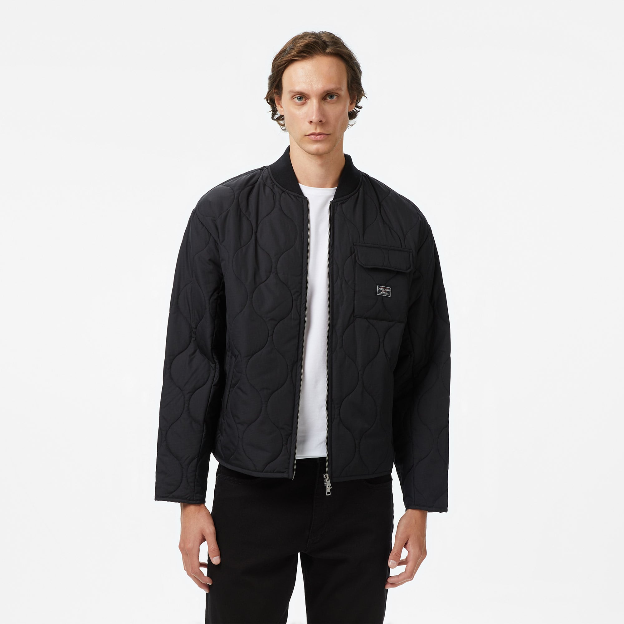 Guess Jeans Bomber Erkek Siyah Ceket