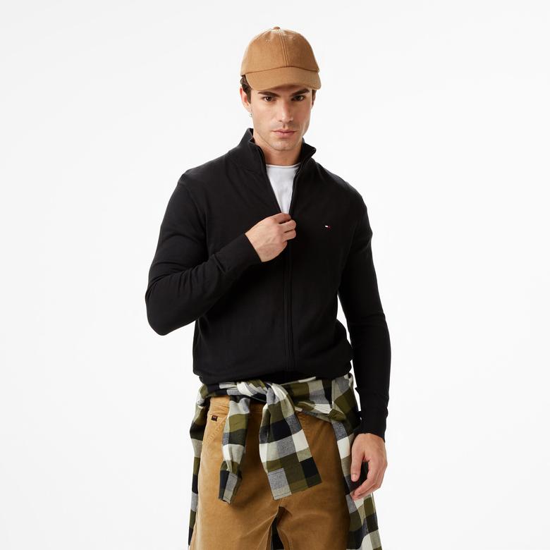 Tommy Hilfiger Essential Zip Erkek Siyah Triko