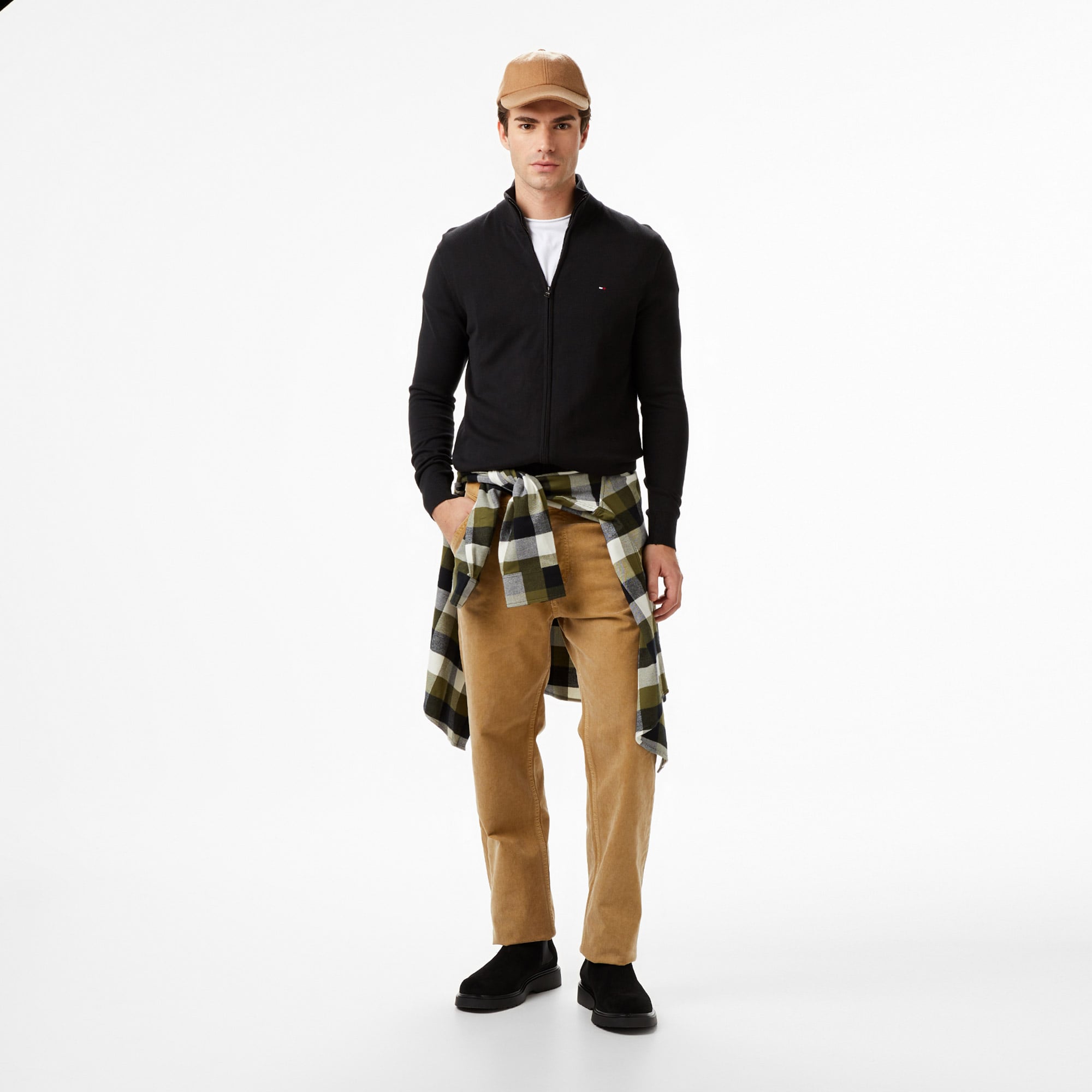 Tommy Hilfiger Essential Zip Erkek Siyah Triko