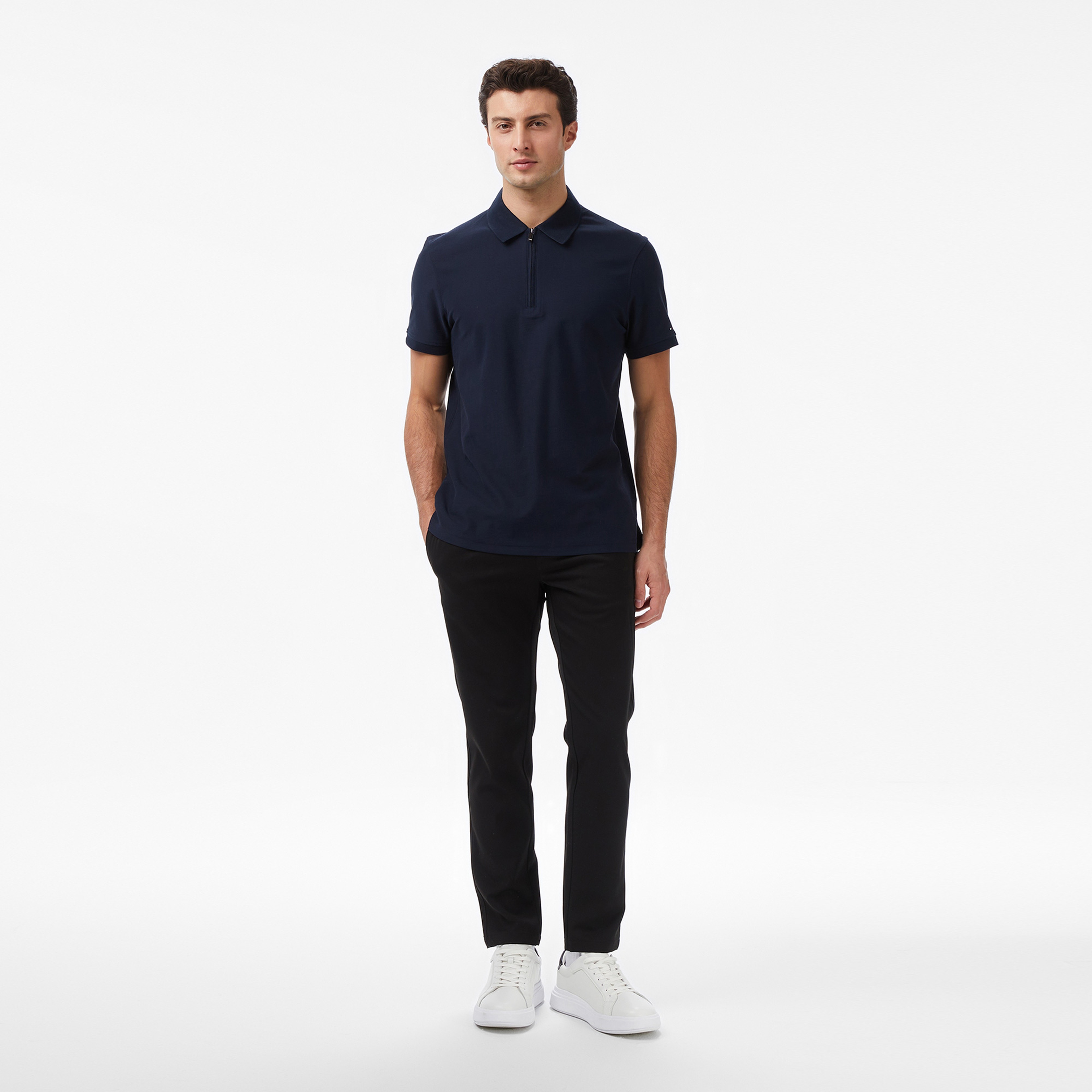 Tommy Hilfiger Performance Zip Erkek Mavi Polo