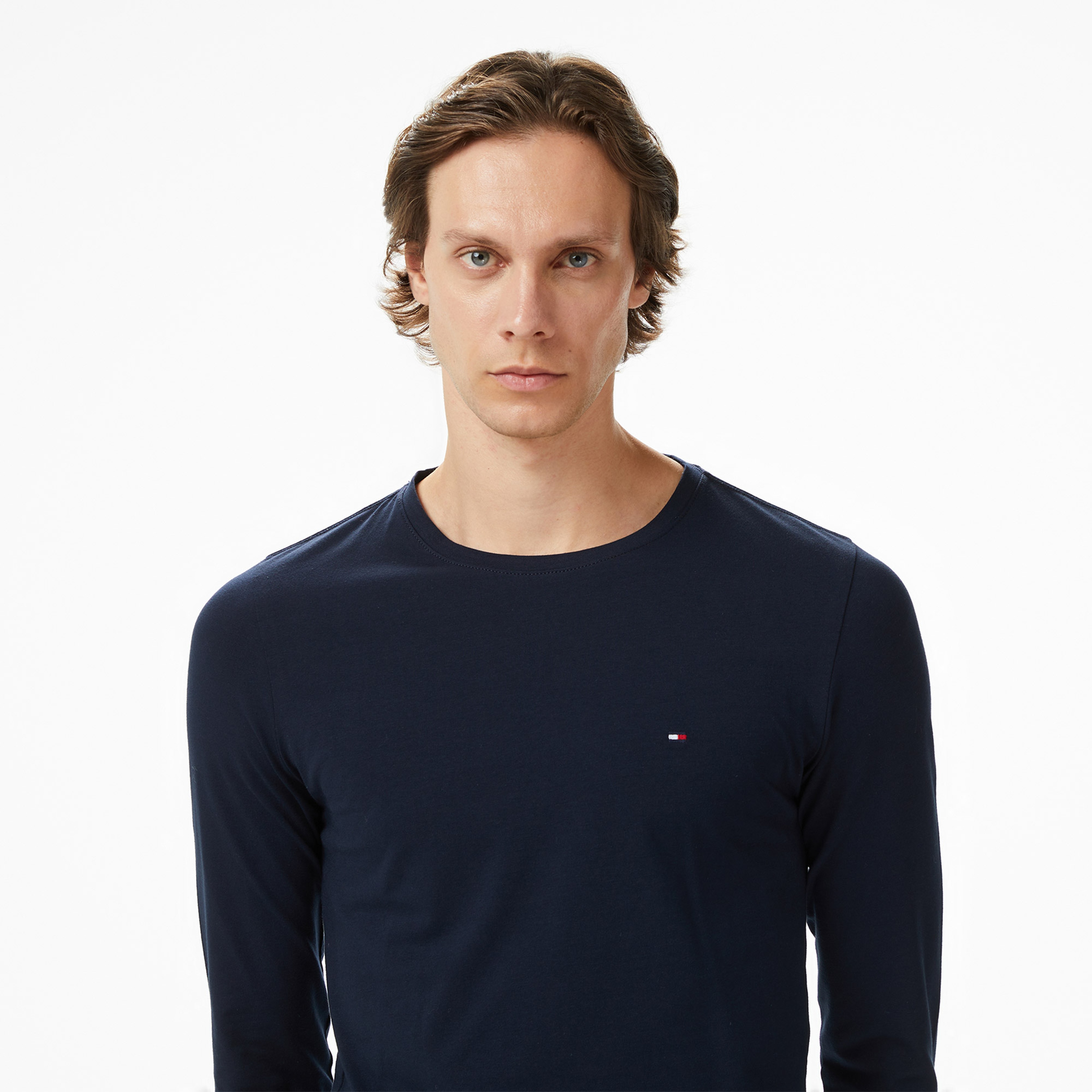 Tommy Hilfiger Stretch Slim Fit Erkek Lacivert Sweatshirt