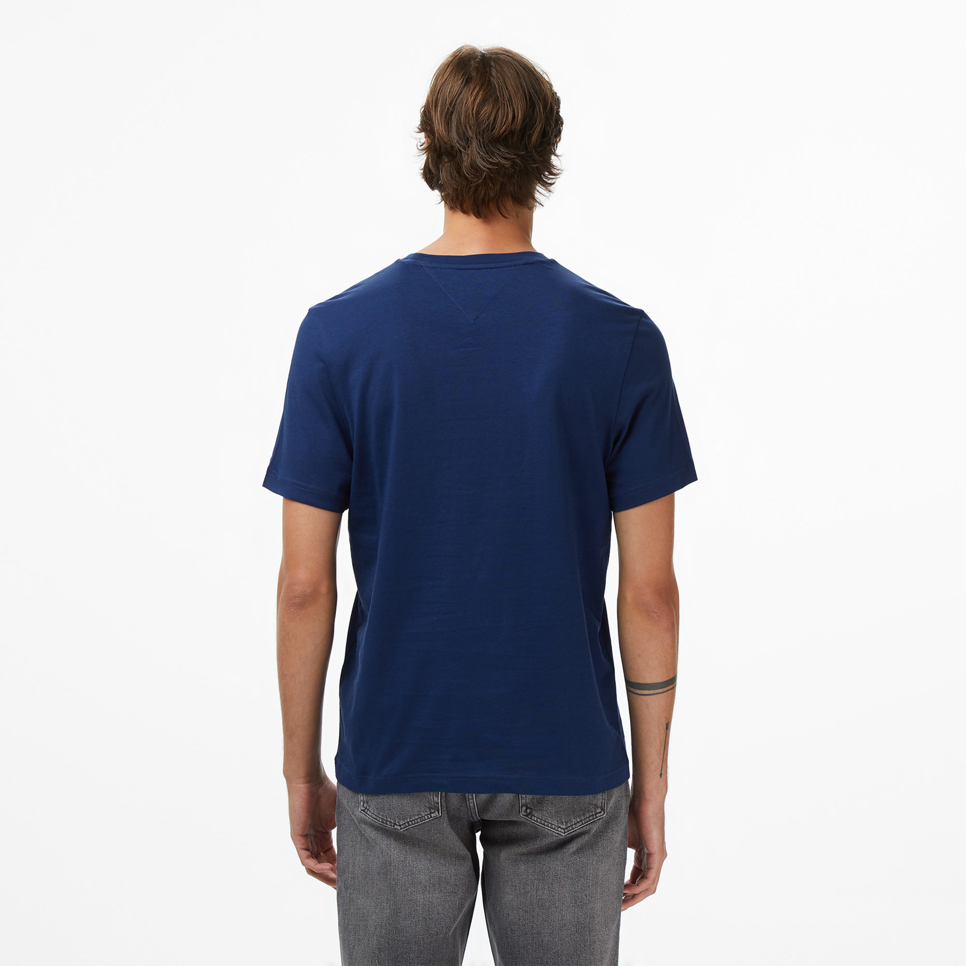 Tommy Hilfiger Flock Varsity Erkek Mavi T-Shirt