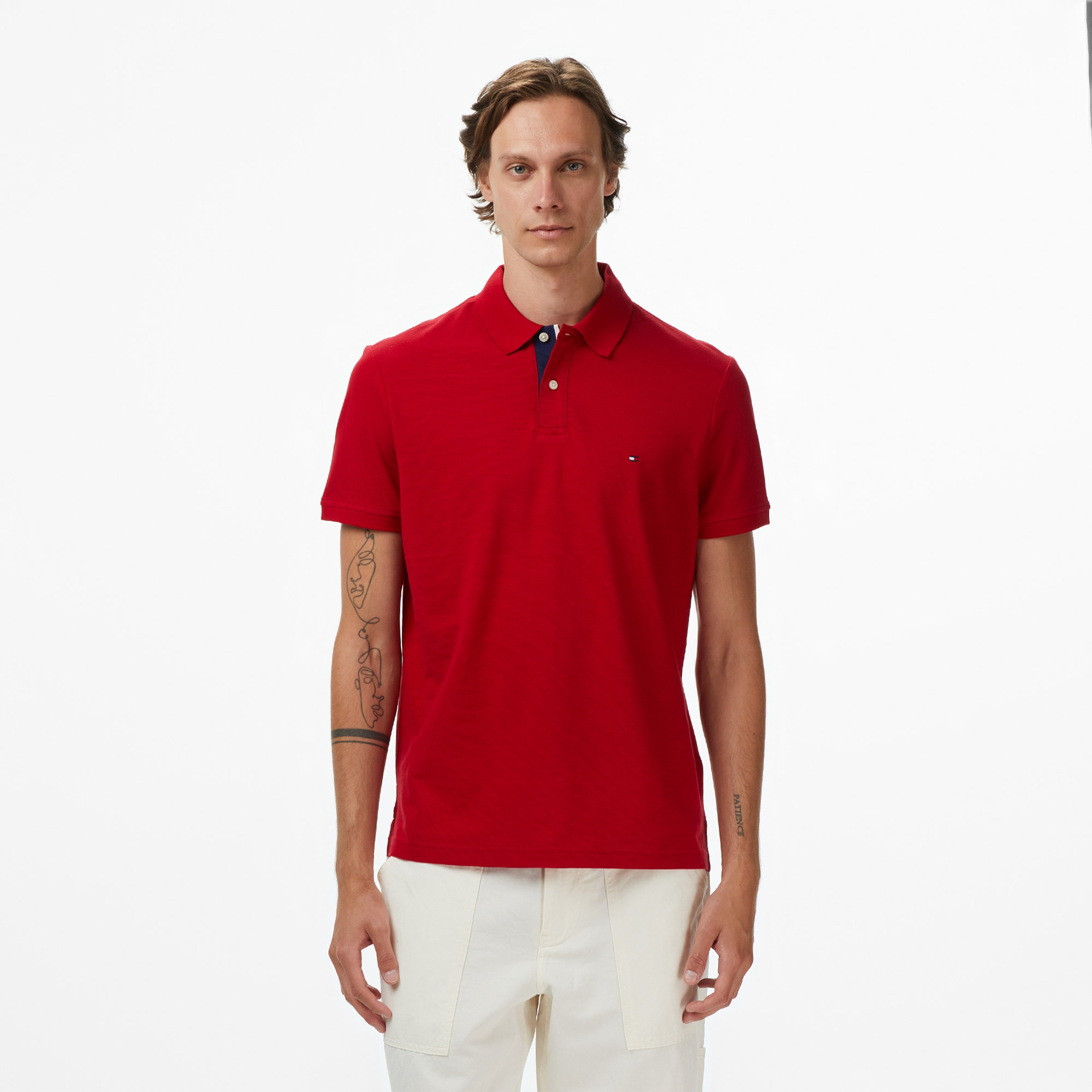 Tommy Hilfiger Contrast Collar Erkek Kırmızı Polo