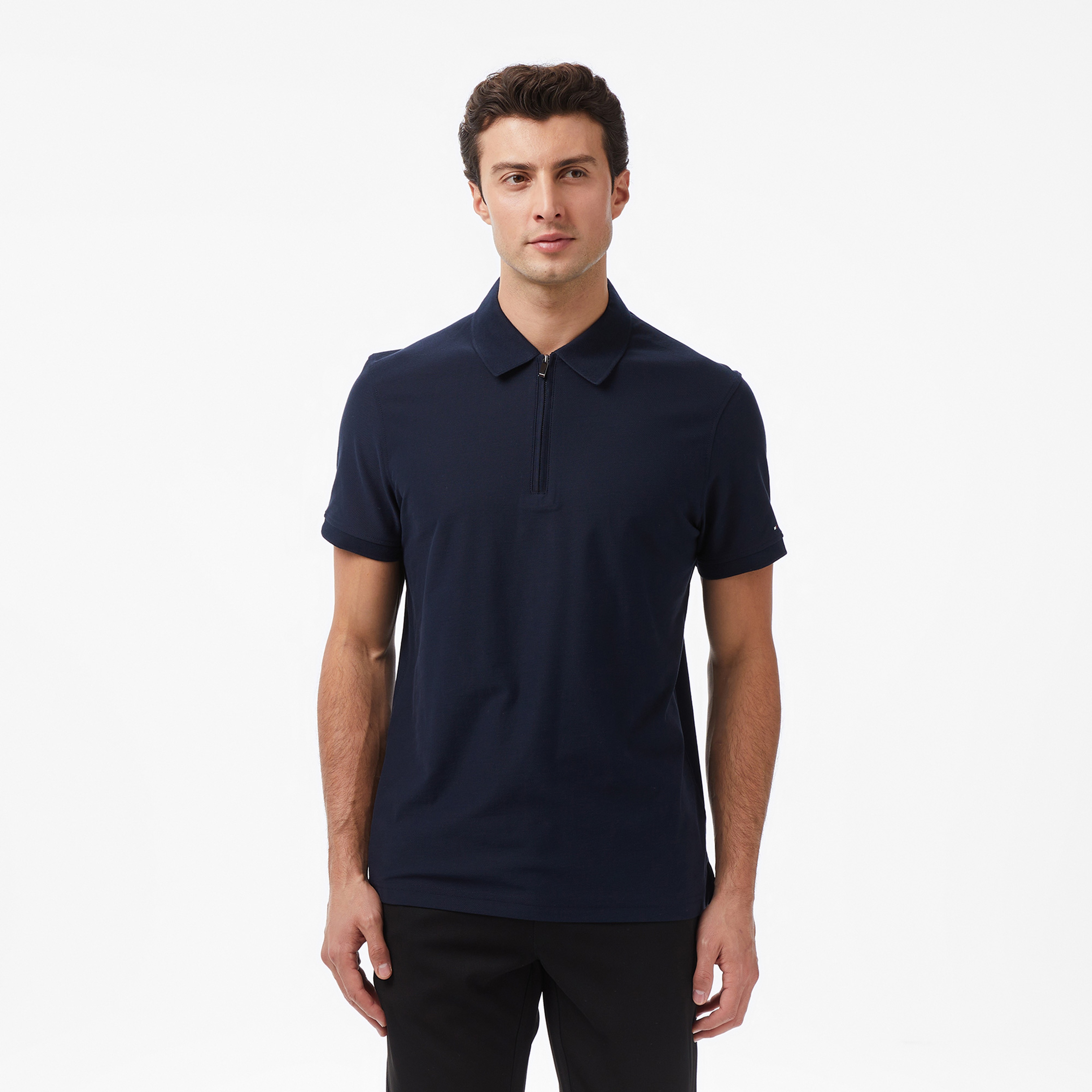 Tommy Hilfiger Performance Zip Erkek Mavi Polo