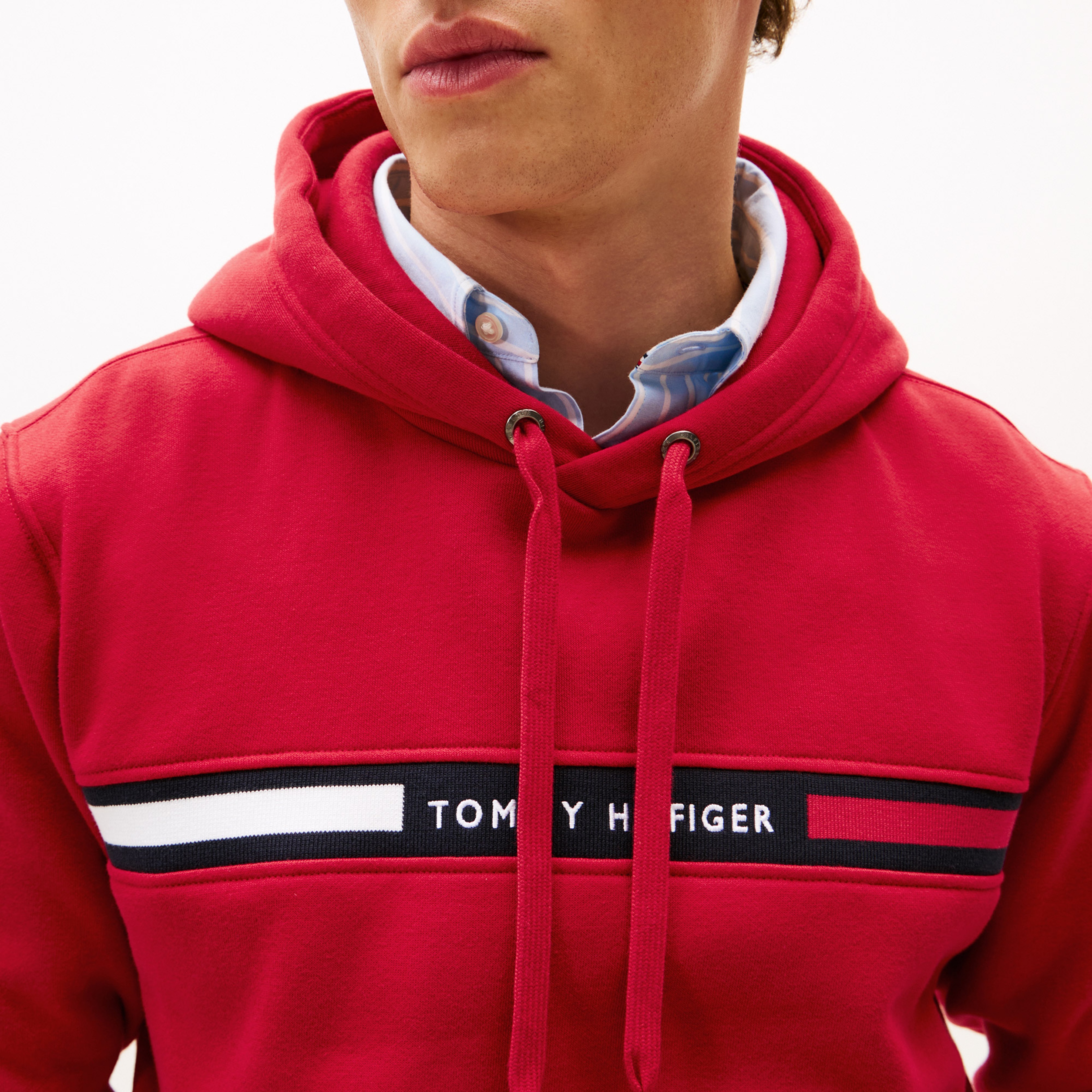 Tommy Hilfiger Chest Insert Erkek Kırmızı Hoodie