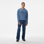 Guess Davis Terry Erkek Mavi Sweatshirt
