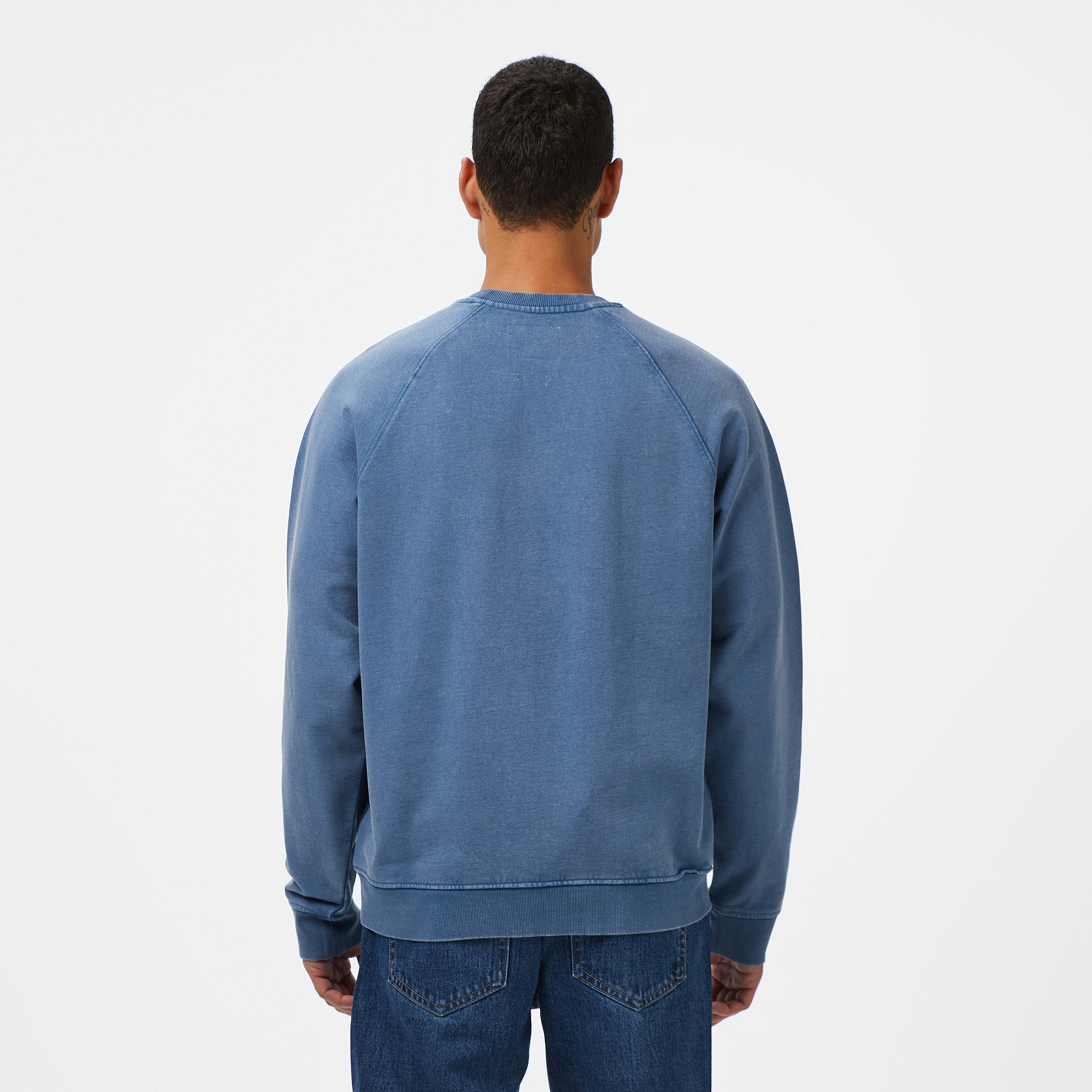 Guess Davis Terry Erkek Mavi Sweatshirt