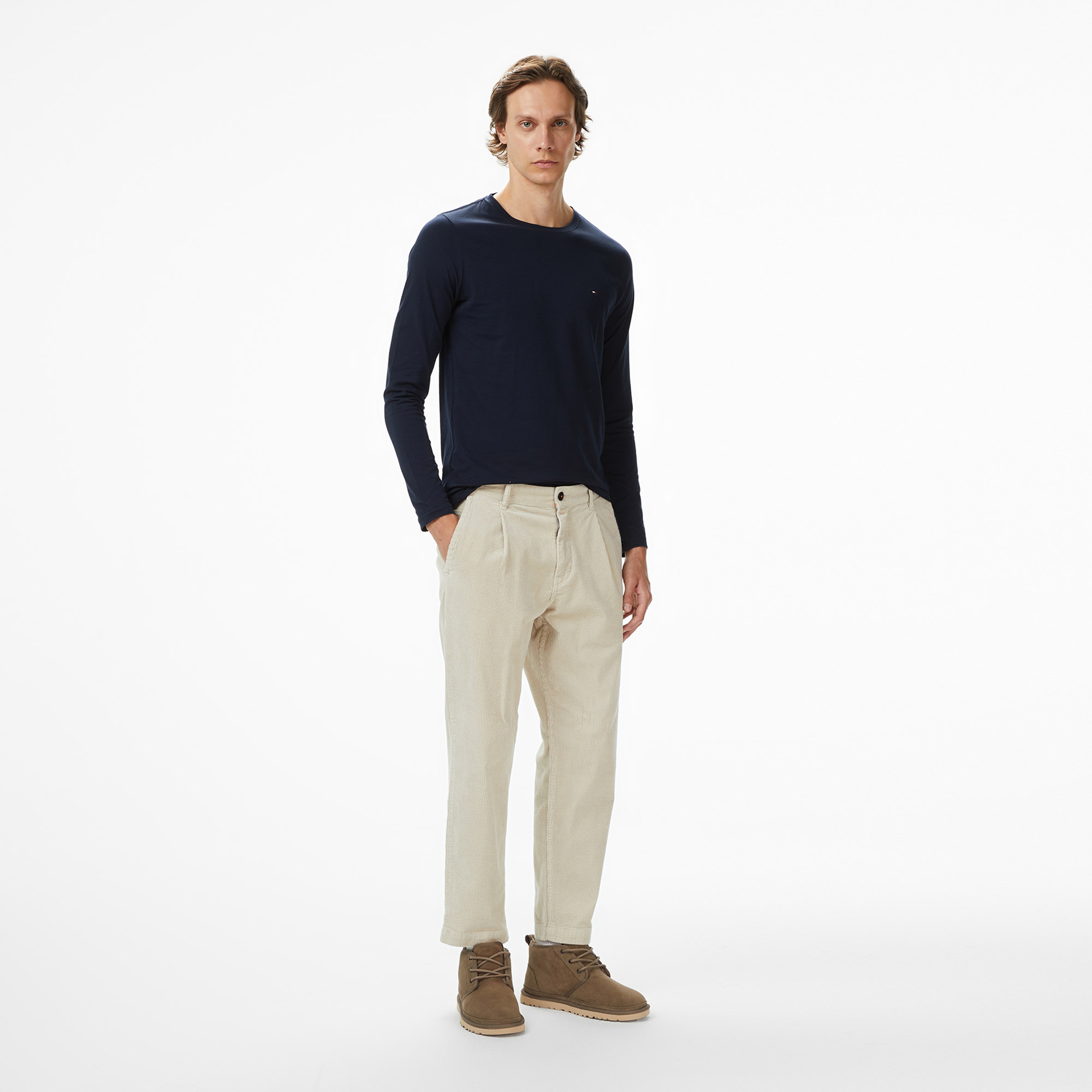 Tommy Hilfiger Stretch Slim Fit Erkek Lacivert Sweatshirt