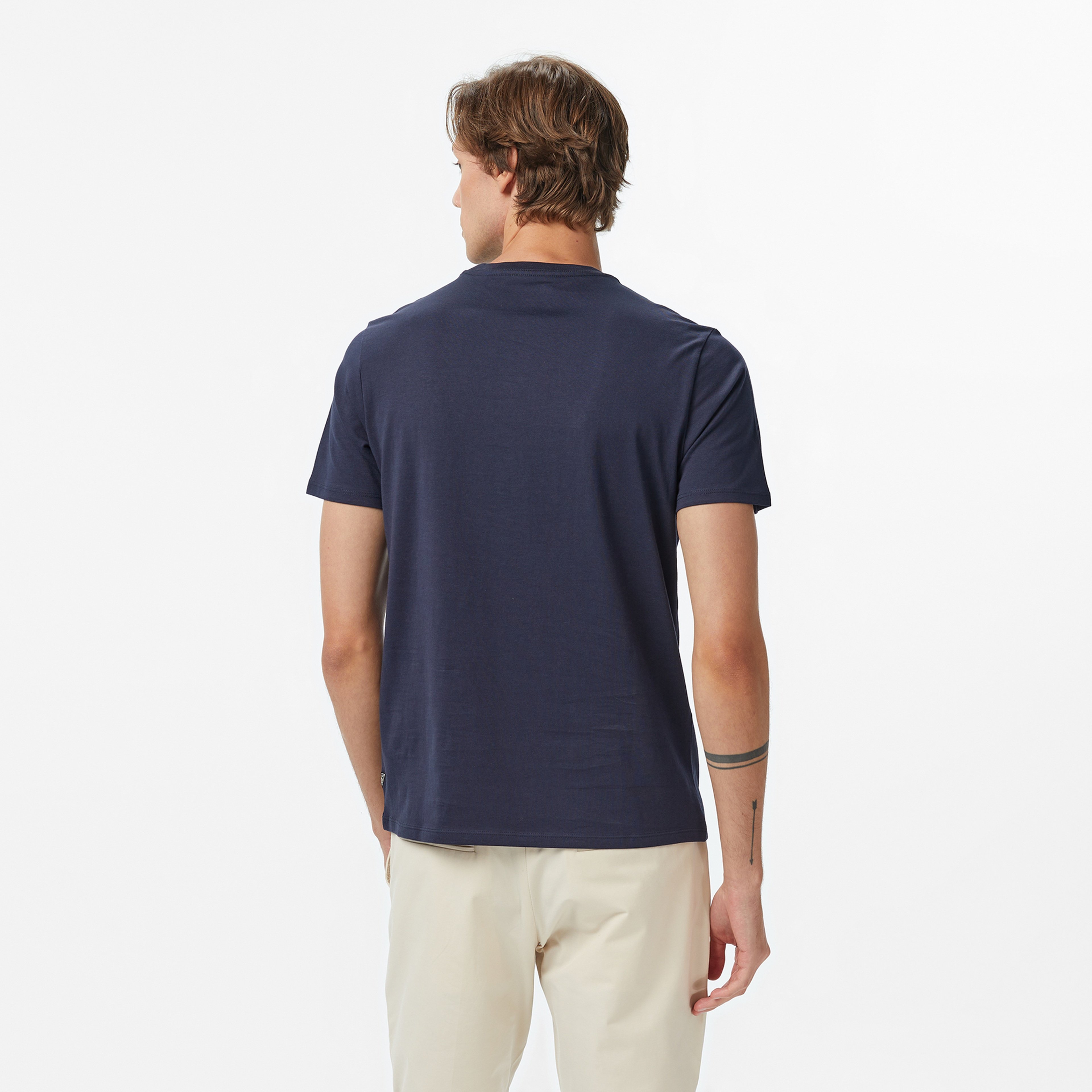 Guess Embosse Regular Fit Erkek Mavi T-Shirt