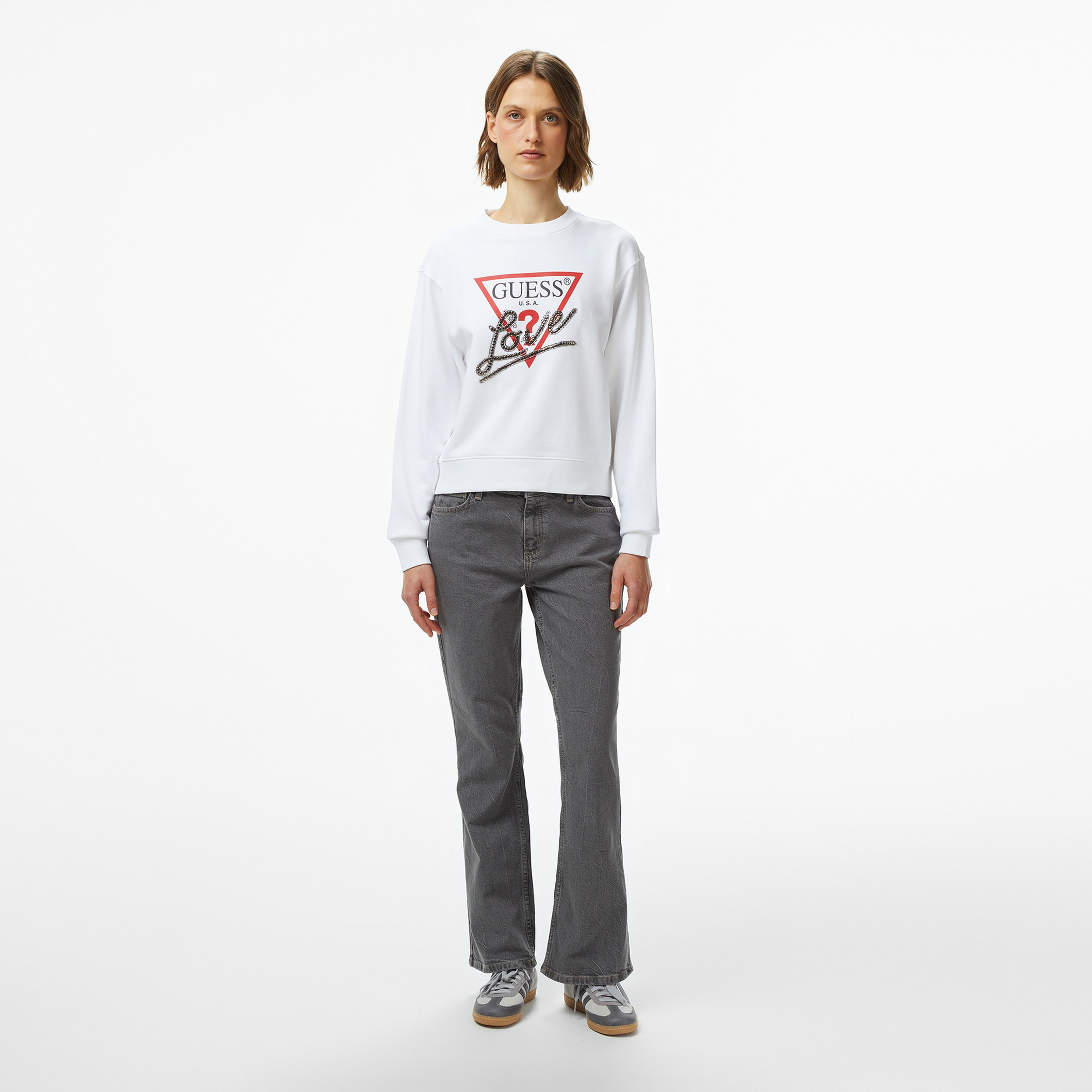 Guess Studded Kadın Beyaz Sweatshirt