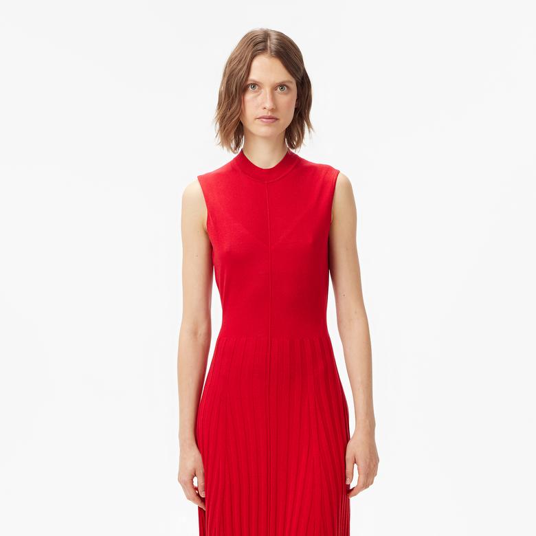 Tommy Hilfiger Lyocell Silk Mock Midi Kadın Kırmızı Elbise