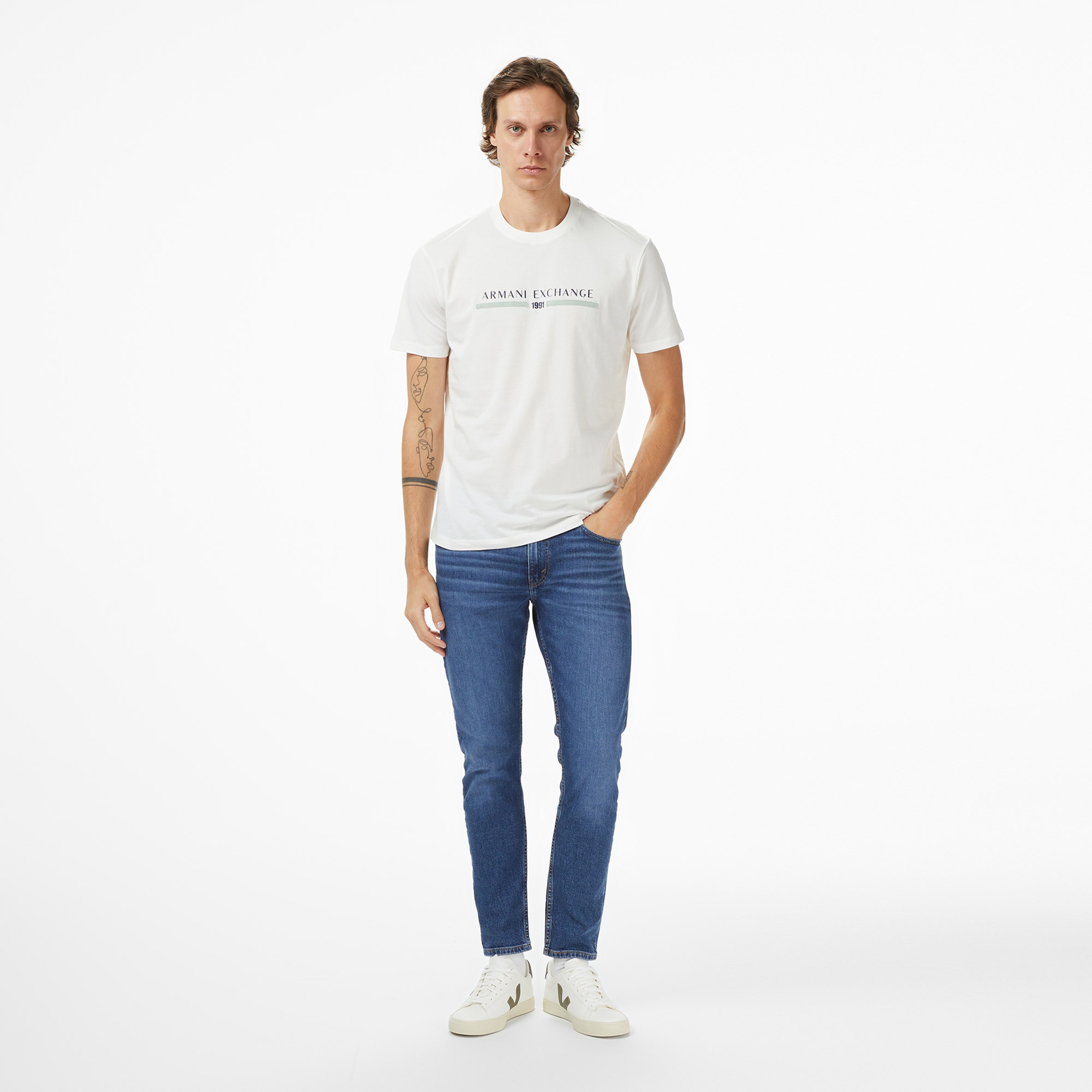 Armani Exchange Erkek Beyaz T-Shirt