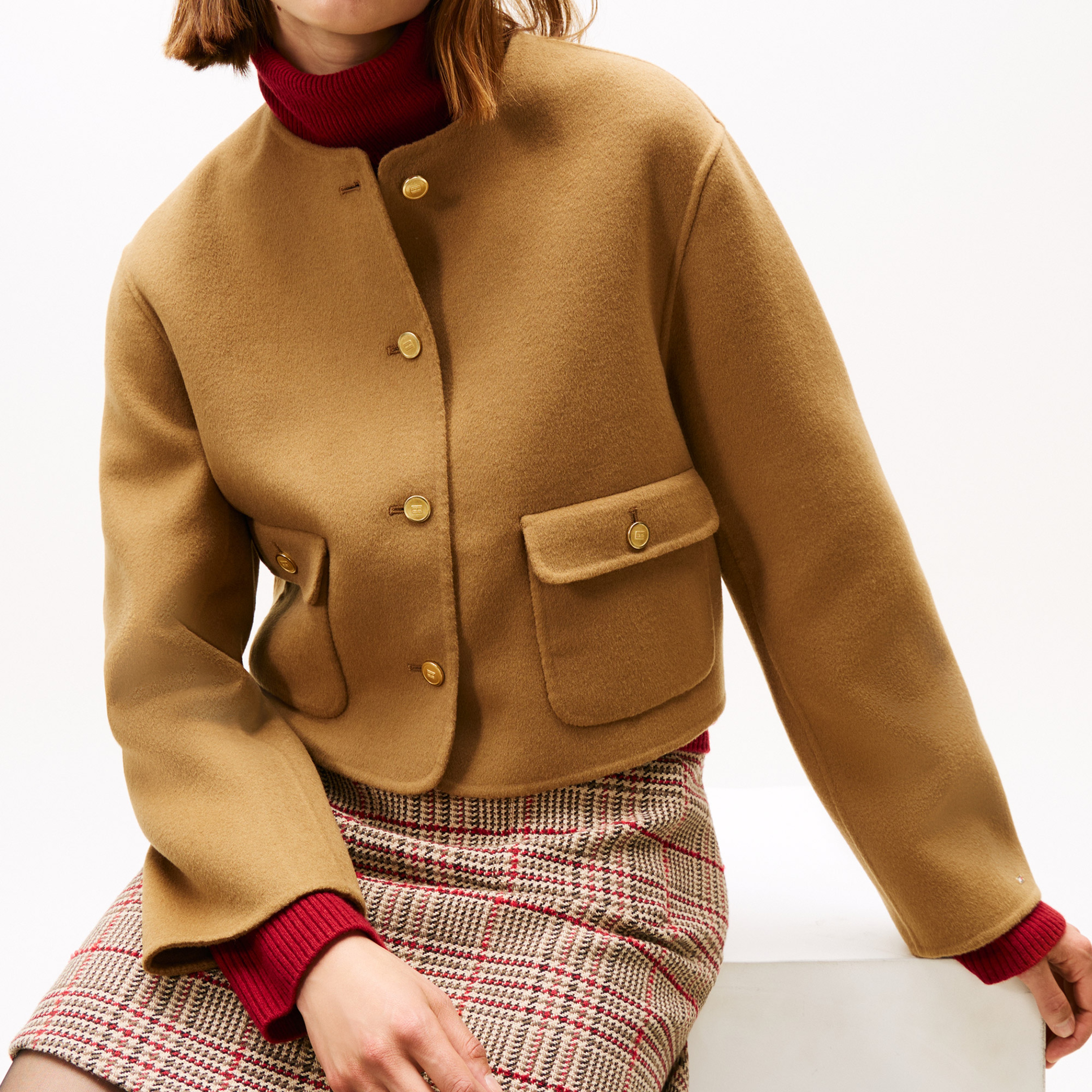 Tommy Hilfiger Wool Blend Lady Kadın Kahverengi Ceket