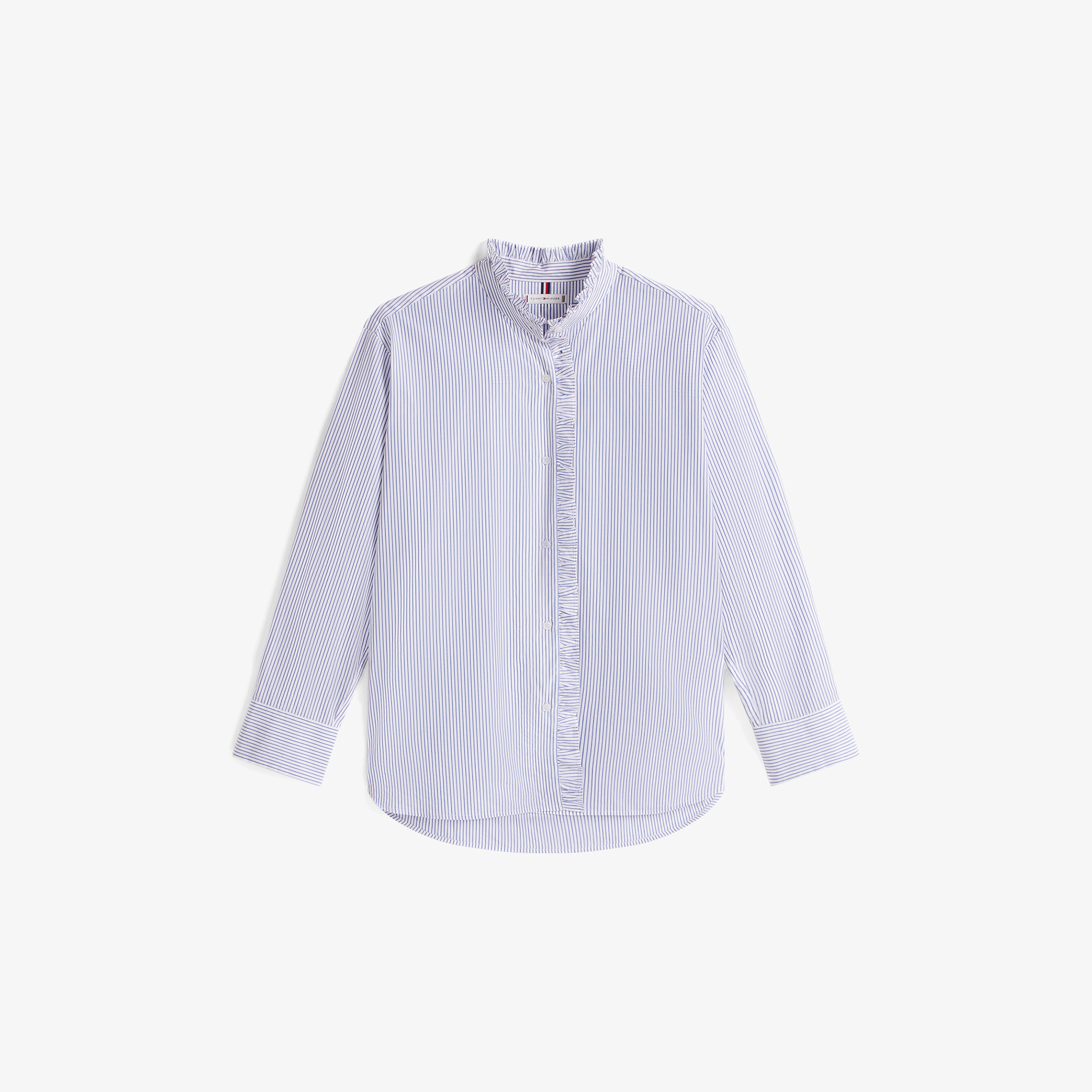 Tommy Hilfiger Poplin Ruffle Kadın Mavi Gömlek