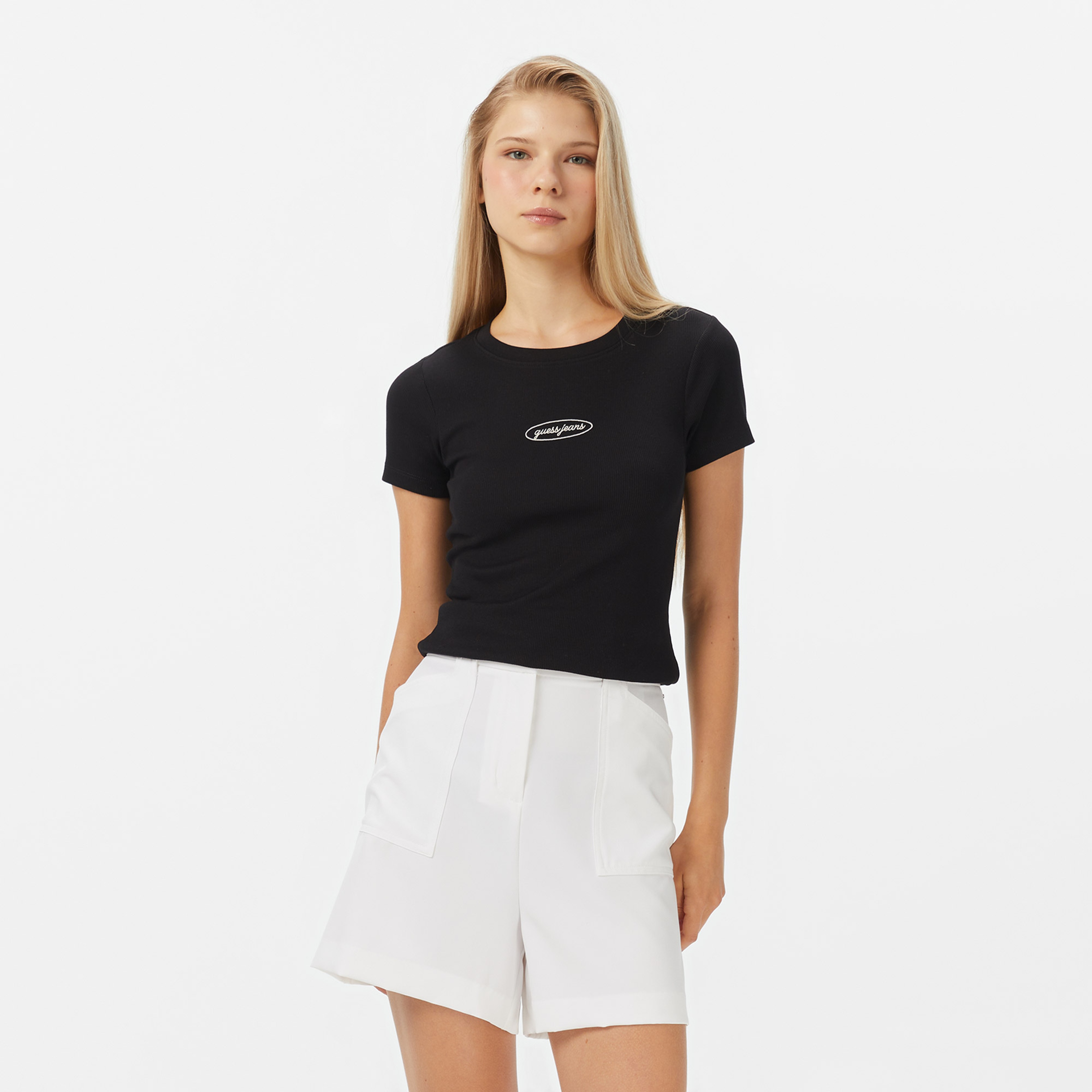 Guess Jeans Top Kadın Siyah T-Shirt