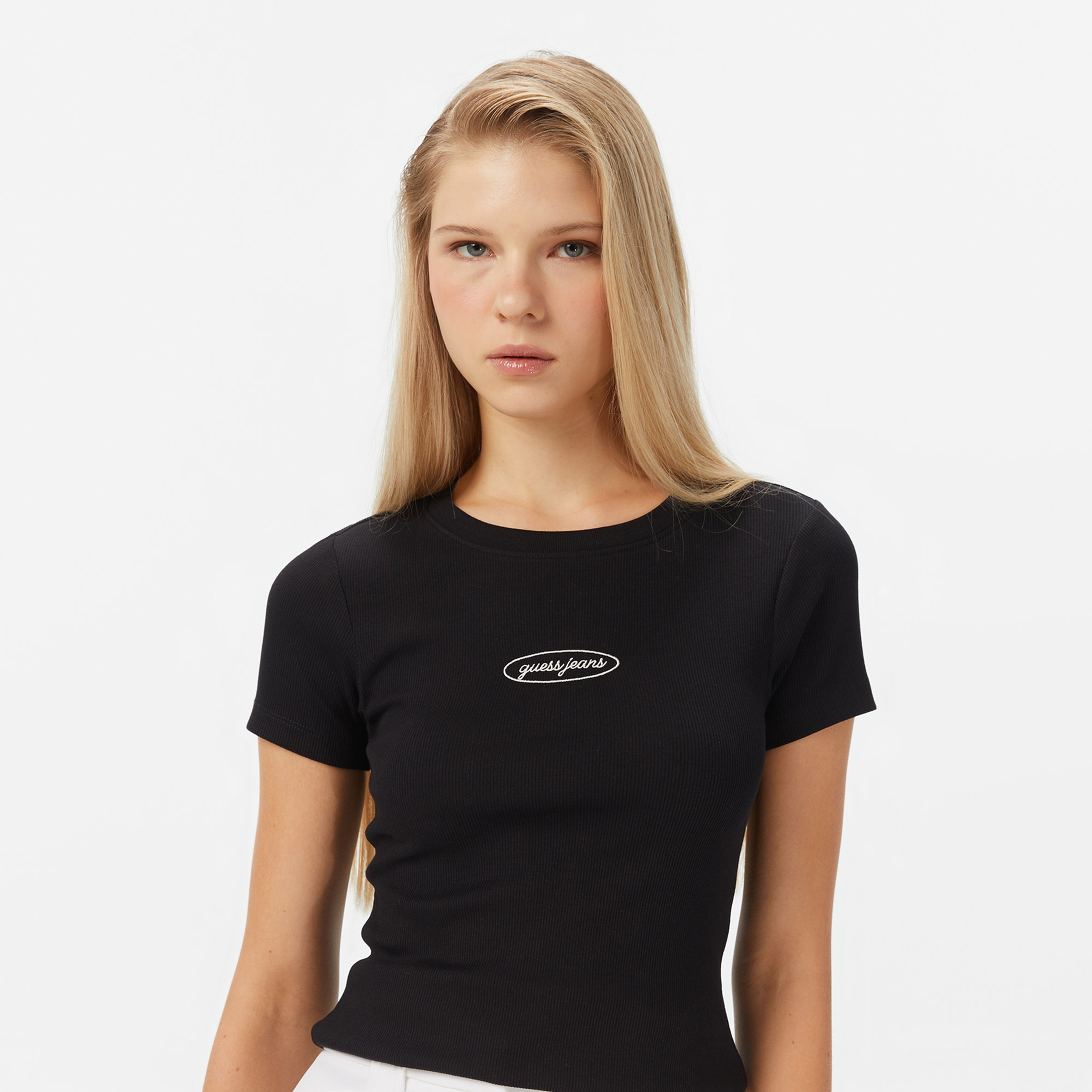 Guess Jeans Top Kadın Siyah T-Shirt