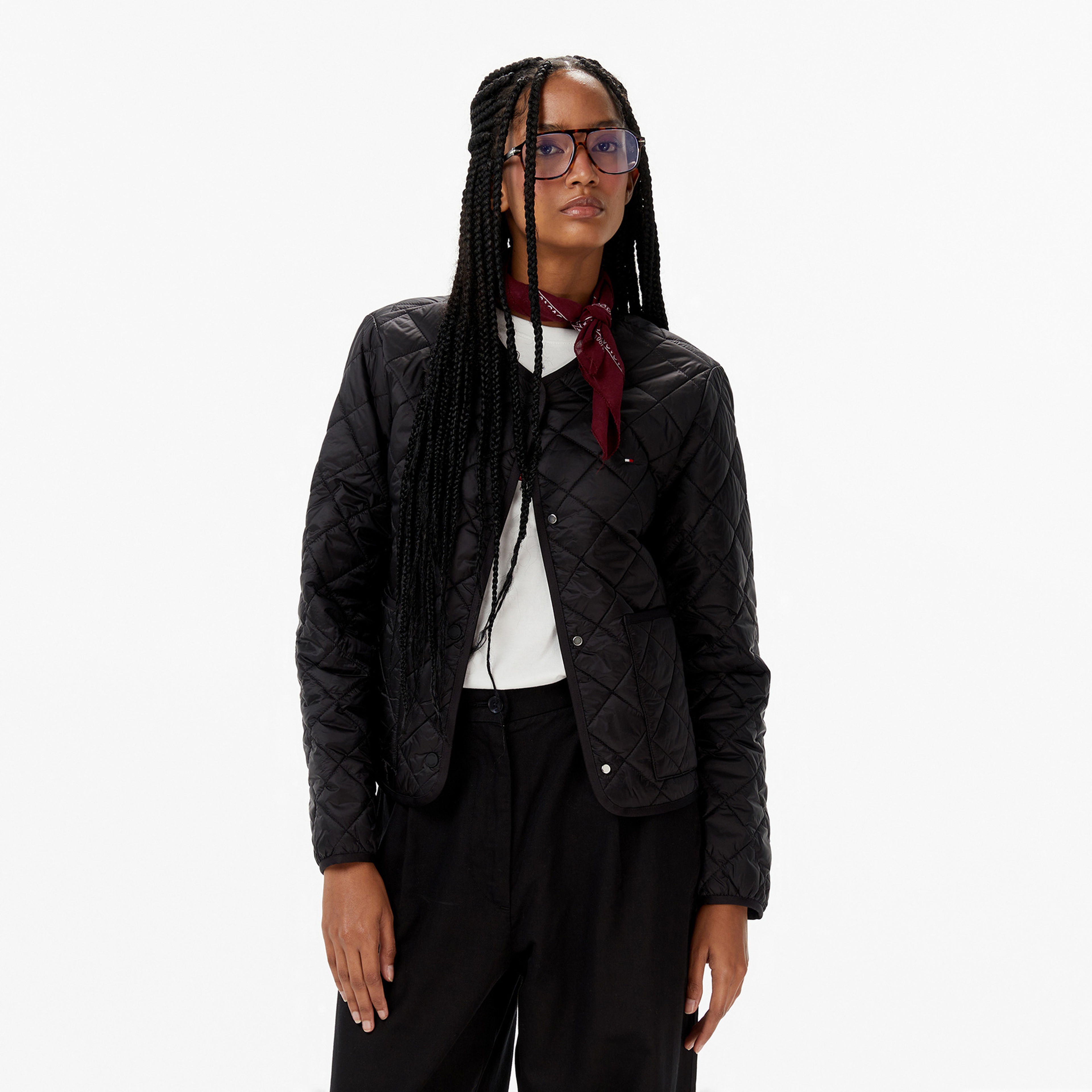 Tommy Hilfiger Padded Regular Quilted Kadın Siyah Puffer Mont