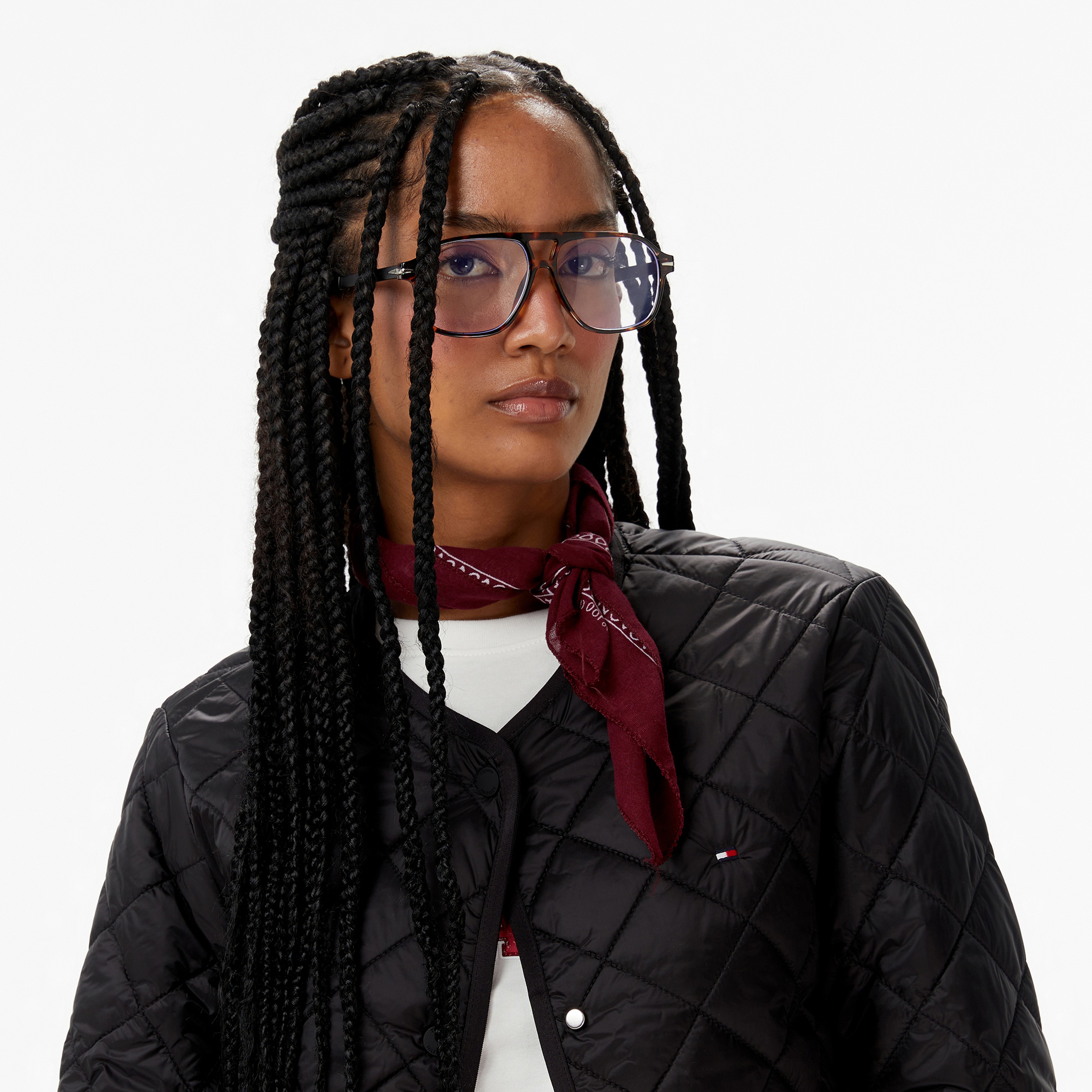 Tommy Hilfiger Padded Regular Quilted Kadın Siyah Puffer Mont