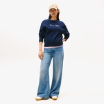 Tommy Hilfiger Lurex Script Regular Kadın Mavi Sweatshirt