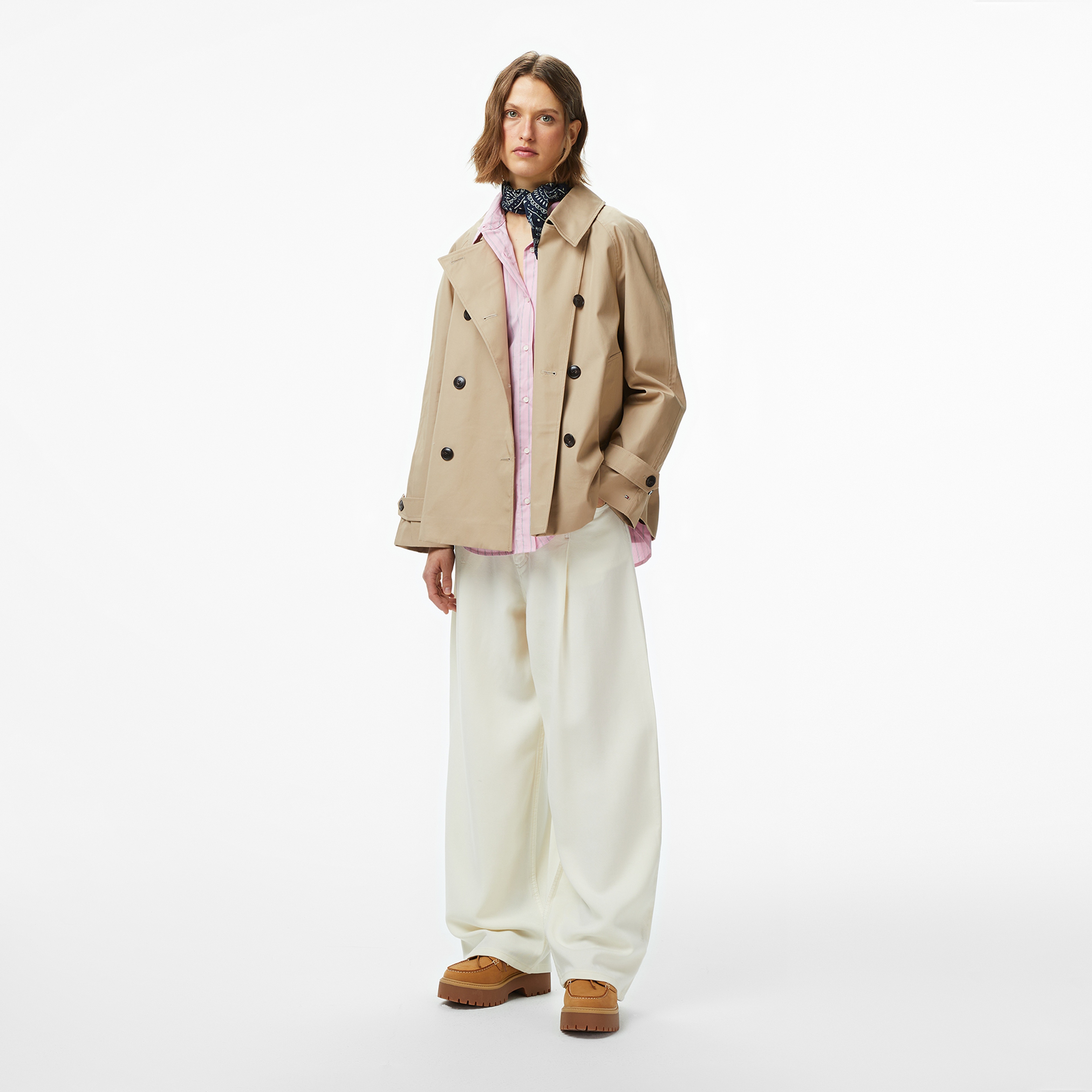 Tommy Hilfiger Cotton Kadın Bej Trençkot