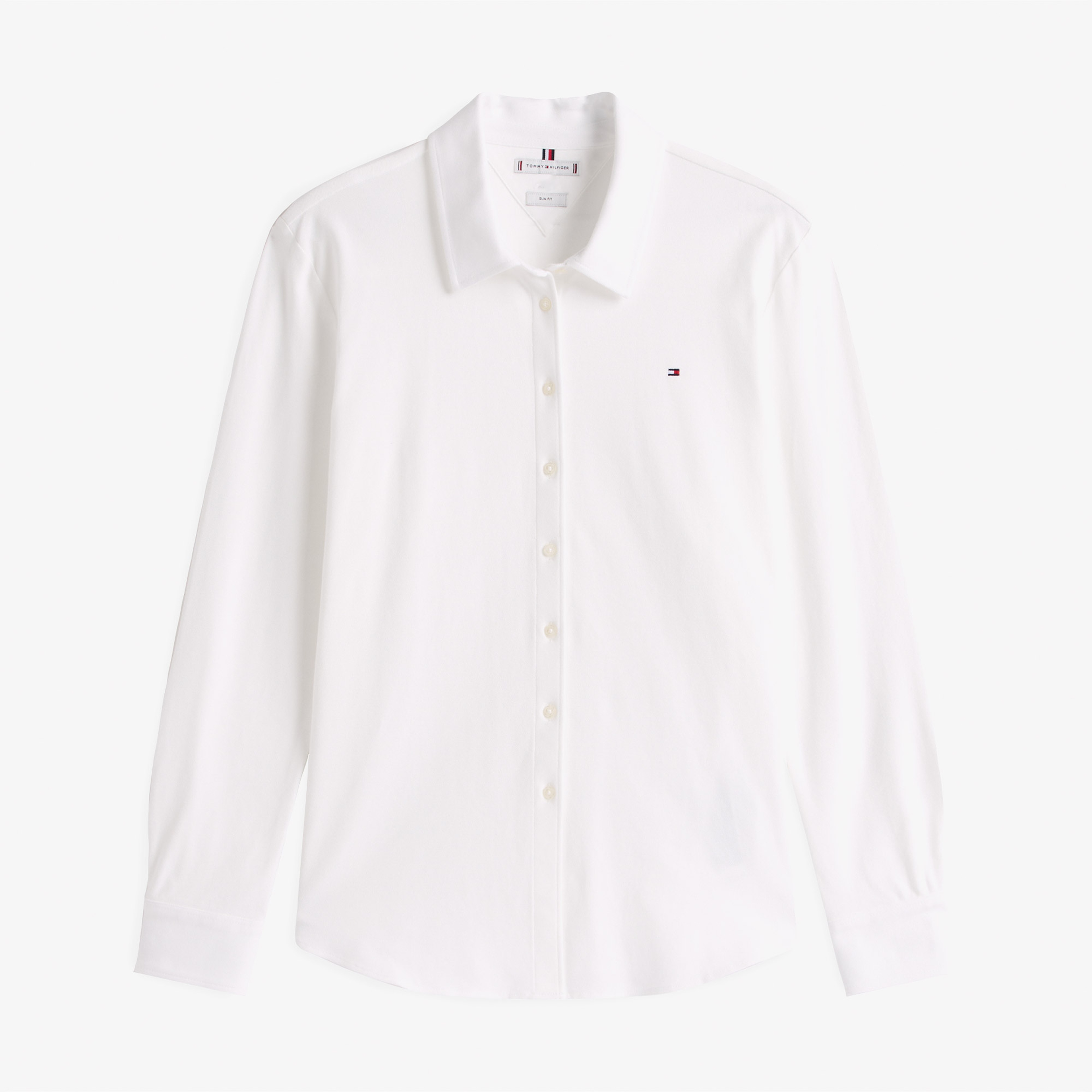 Tommy Hilfiger 1985 Slim Pique Kadın Beyaz Gömlek