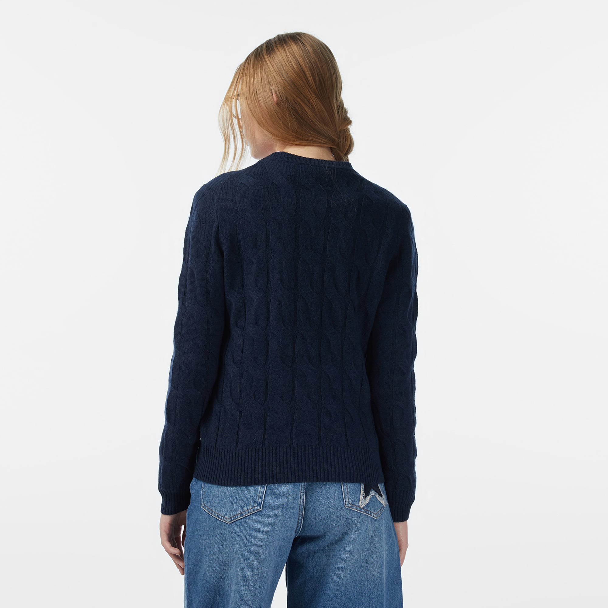 Tommy Hilfiger Soft Wool Cable Kadın Mavi Kazak