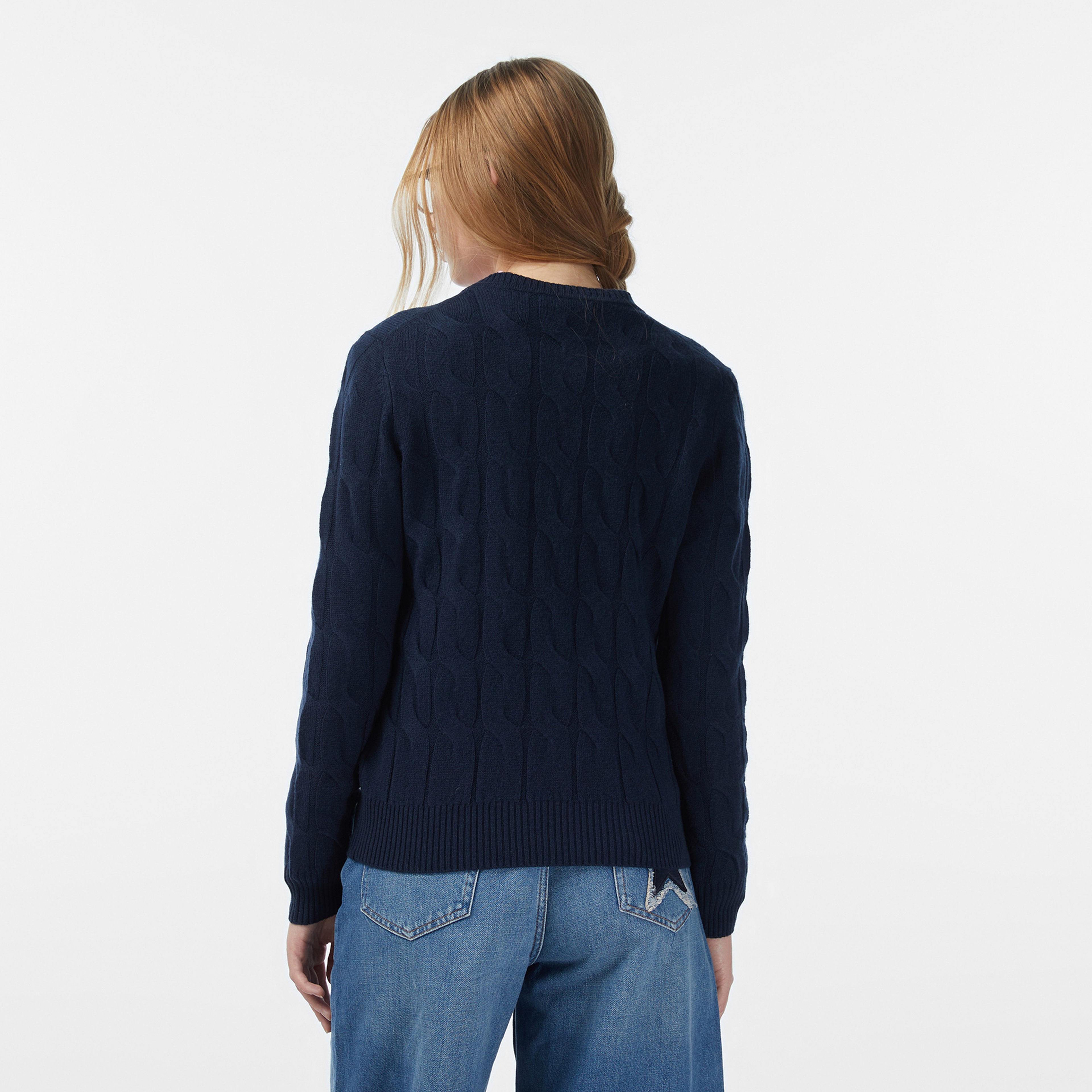 Tommy Hilfiger Soft Wool Cable Kadın Mavi Kazak