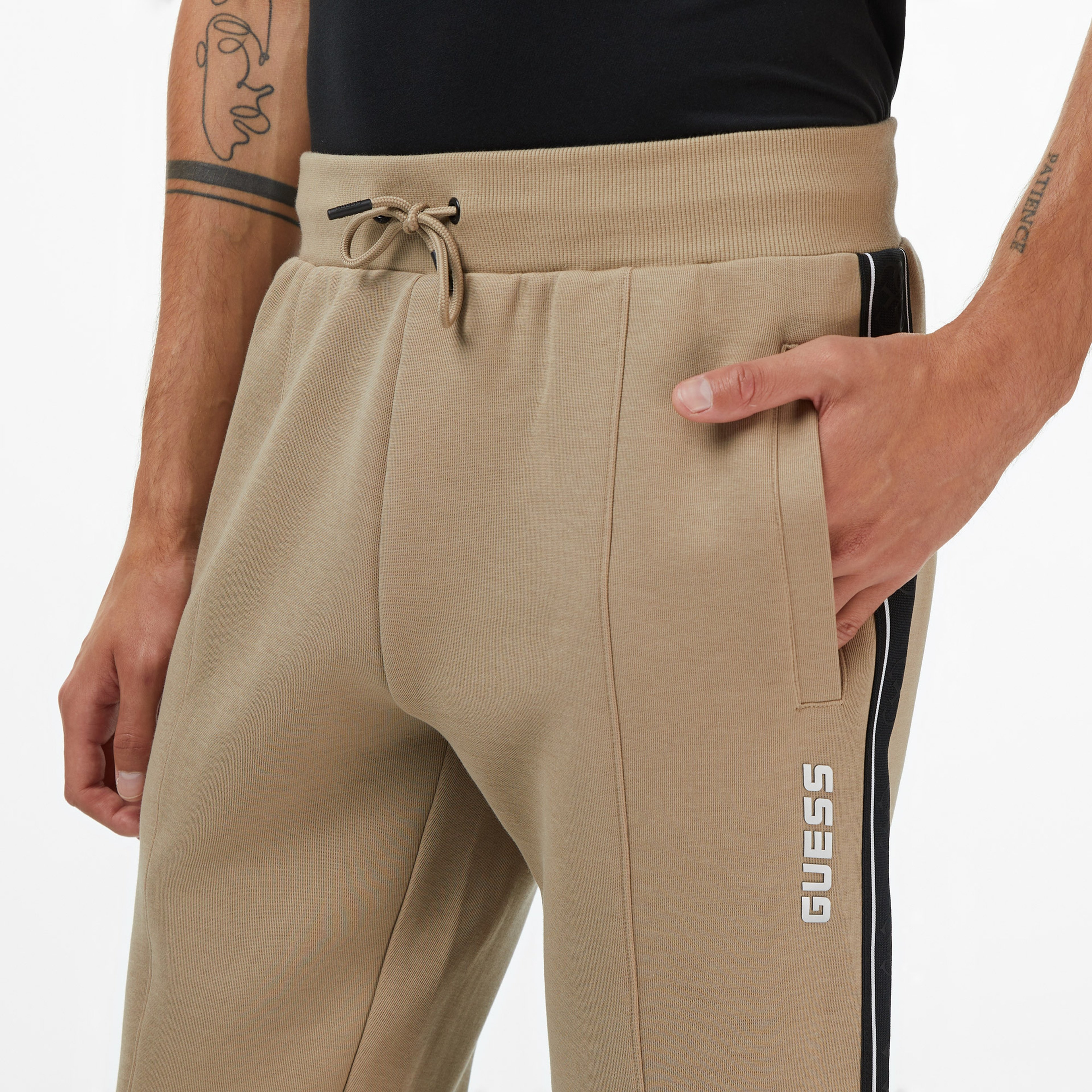 Guess Mickey Regular Fit Erkek Bej Eşofman Altı