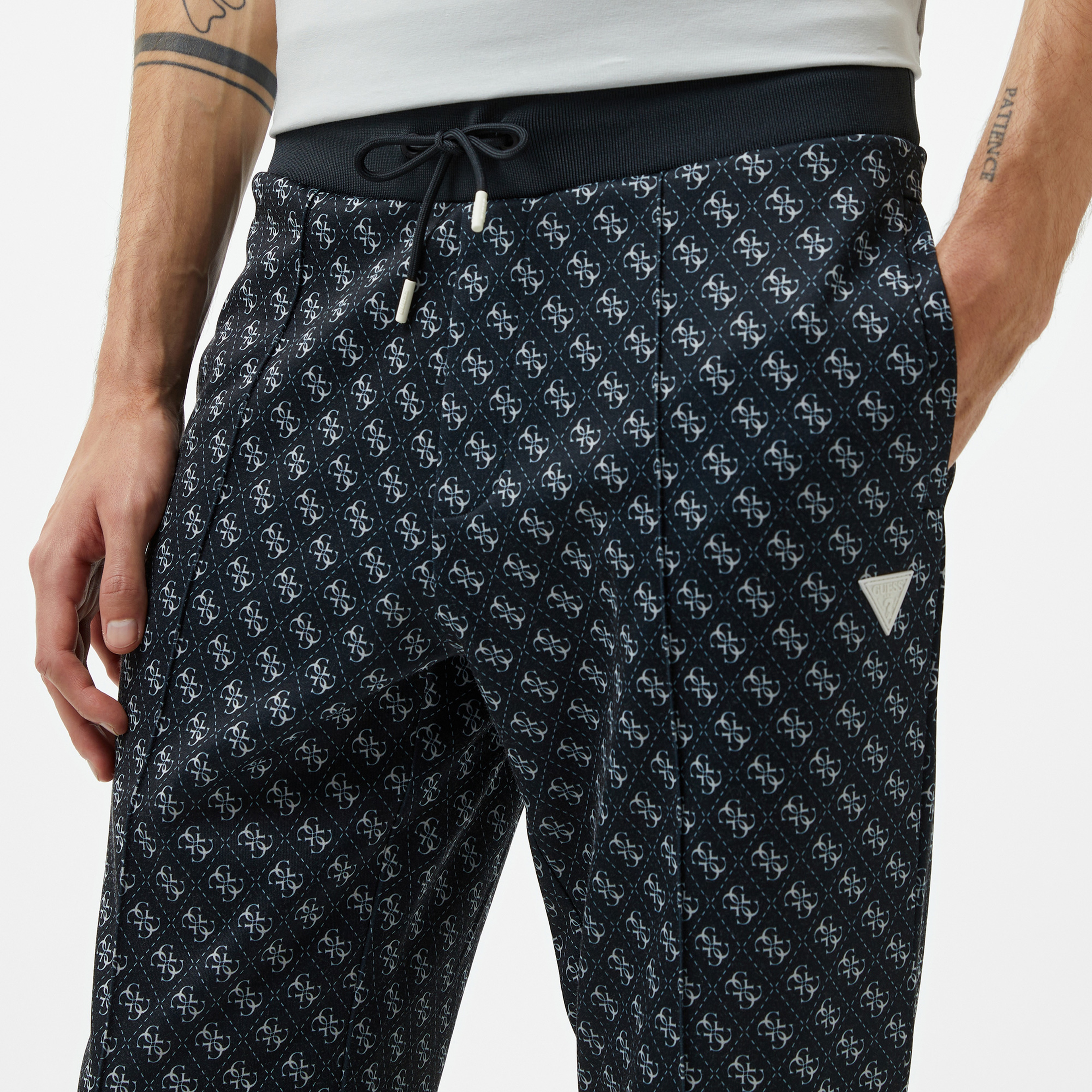 Guess Korbin Printed Double Knit Eco Erkek Siyah Eşofman Altı